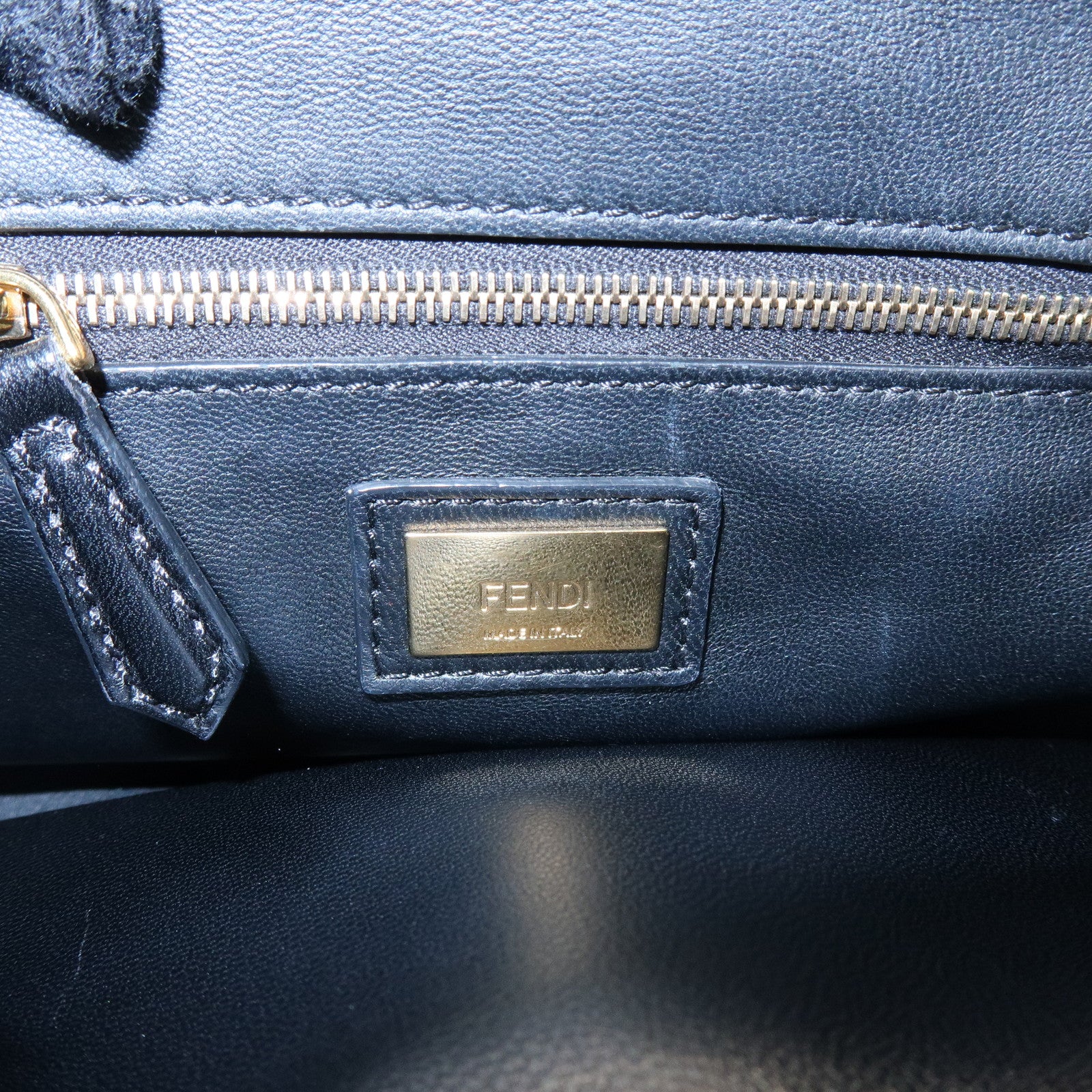 FENDI Peekaboo Mini Leather 2Way Hand Bag Shoulder Bag Black 8BN244
