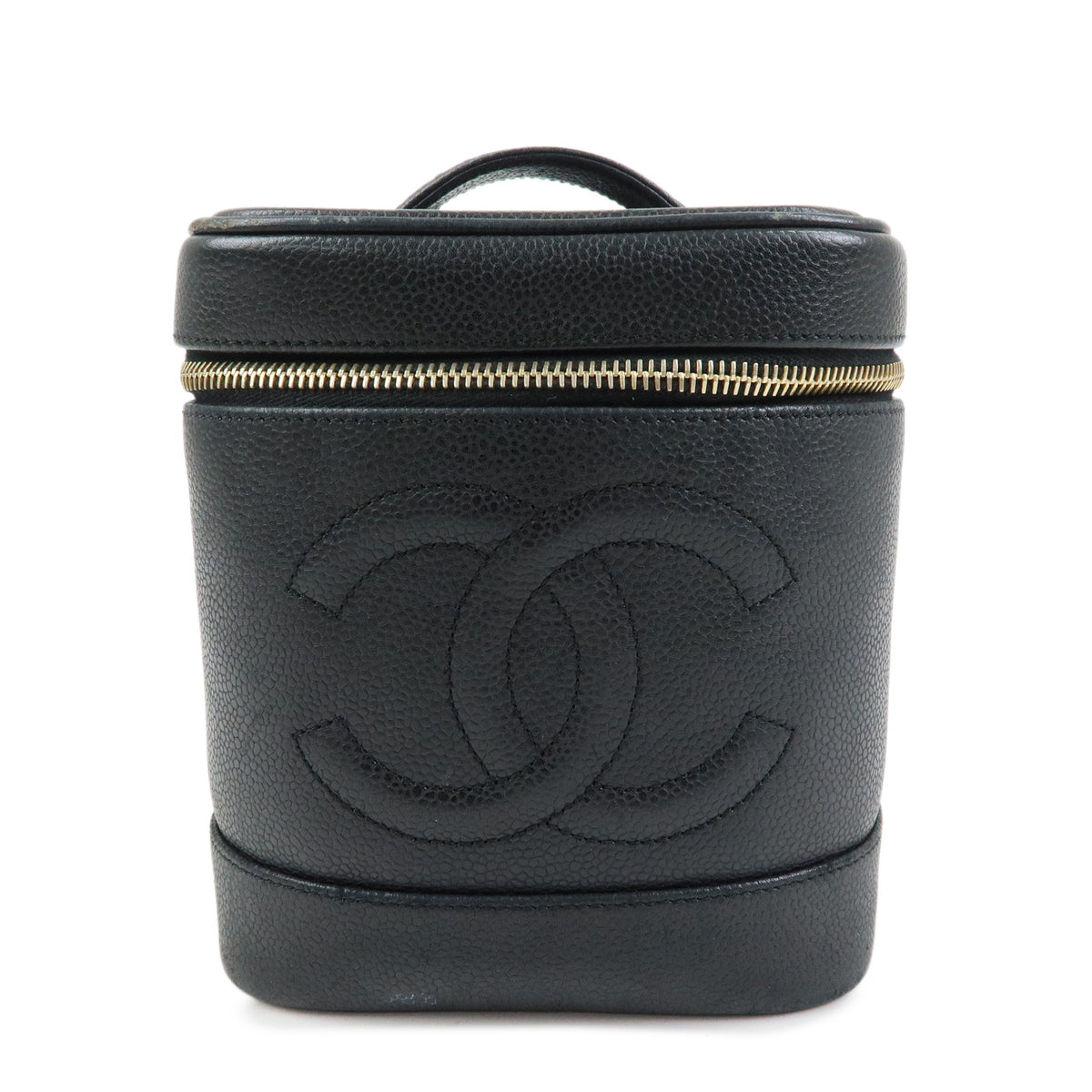 CHANEL COCO Mark Caviarskin Vanity Bag Cosmetic Bag Black A01998