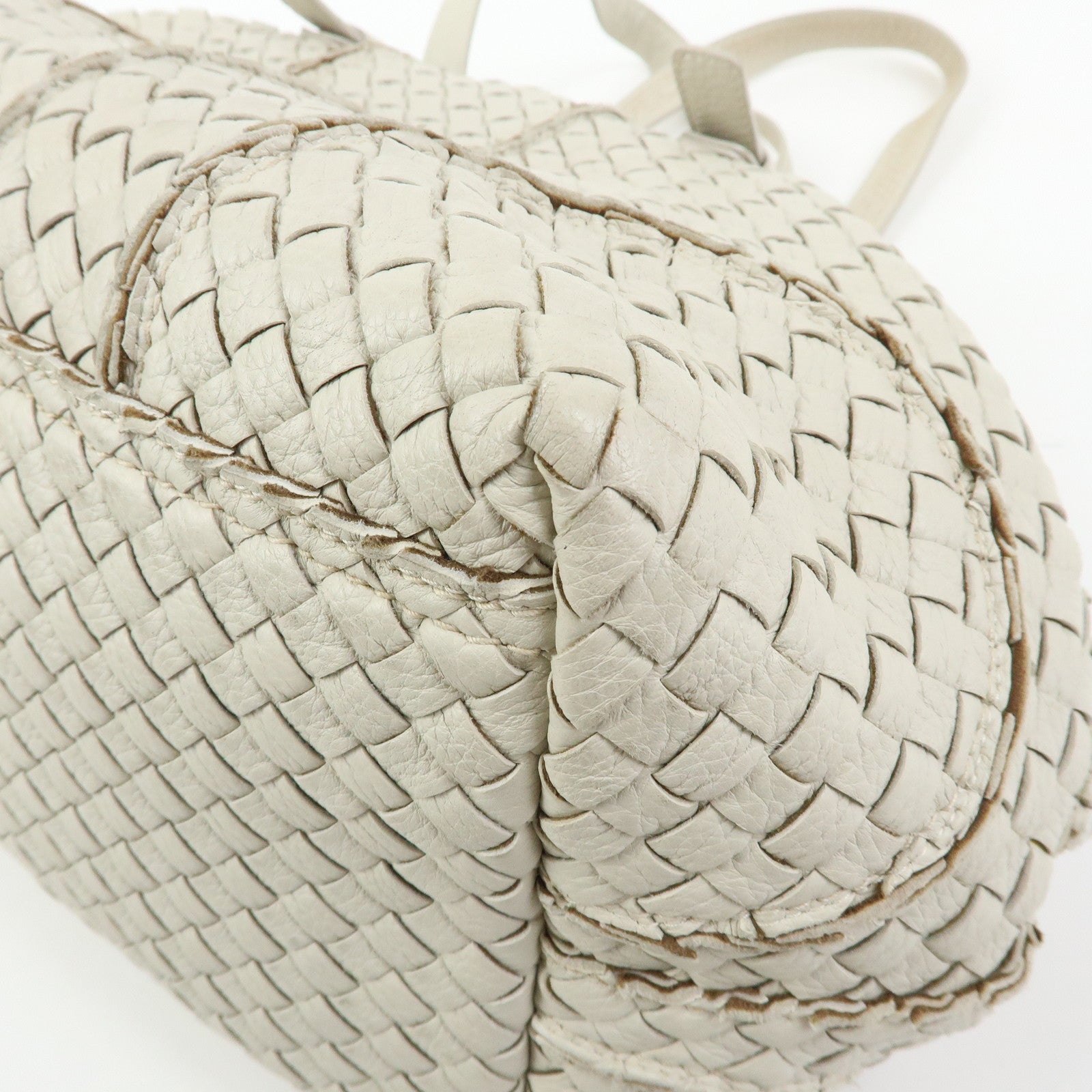 BOTTEGA VENETA Intrecciato Leather Shoulder Bag Hand Bag Ivory