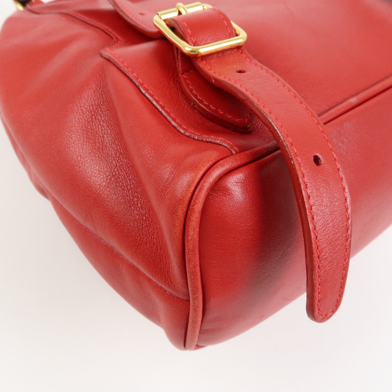 Gucci Bamboo Leather Backpack Rucksack Red 003・2058・0016
