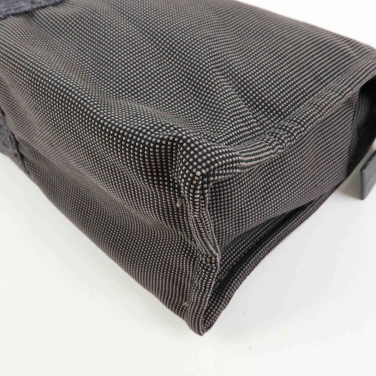 HERMES Herline Polyester Canvas Pouch Clutch Bag Gray Black