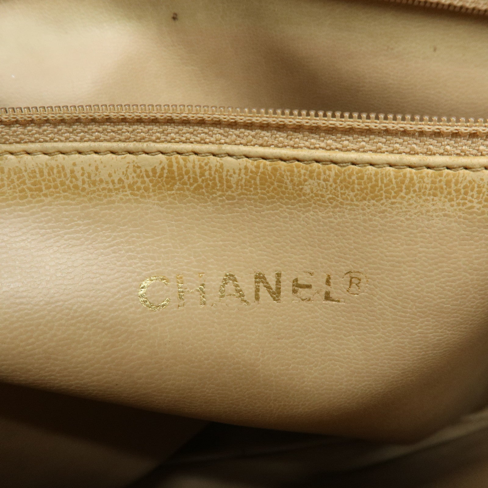 CHANEL Matelasse Caviarskin Shoulder Bag Hand Bag Beige