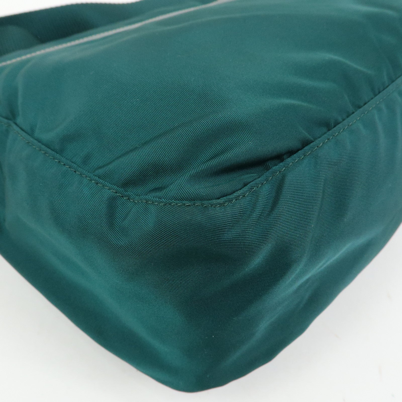 PRADA Triangle Logo Nylon Saffiano Leather Shoulder Bag Green