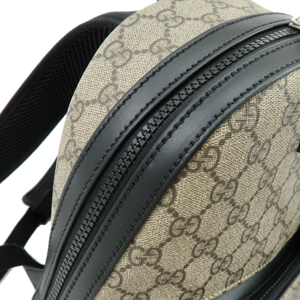 GUCCI GG Supreme Leather Back Pack  Ruck Sack Beige Black 779869