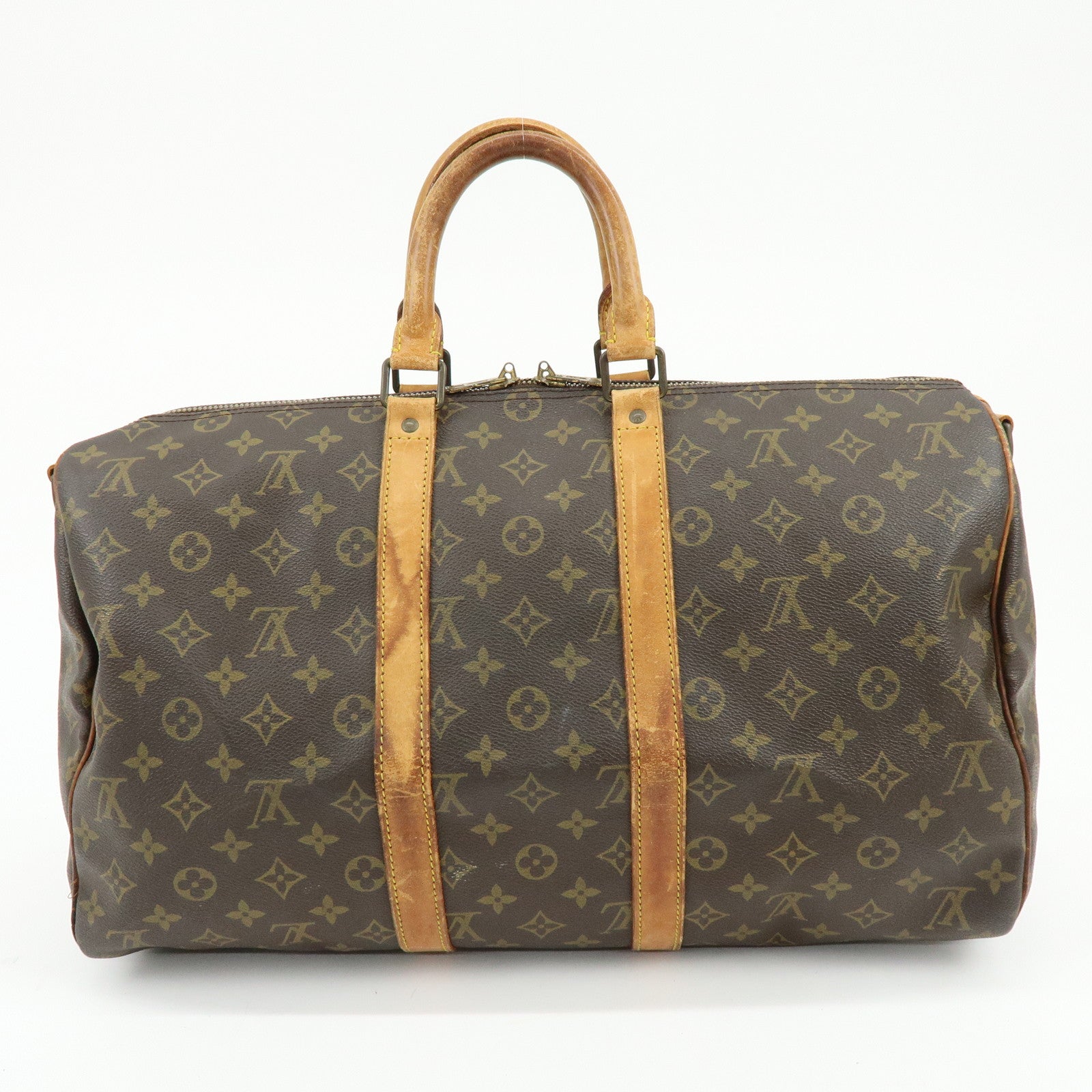 Louis Vuitton Monogram Keep All Bandouliere 45 Boston Bag Brown M41418