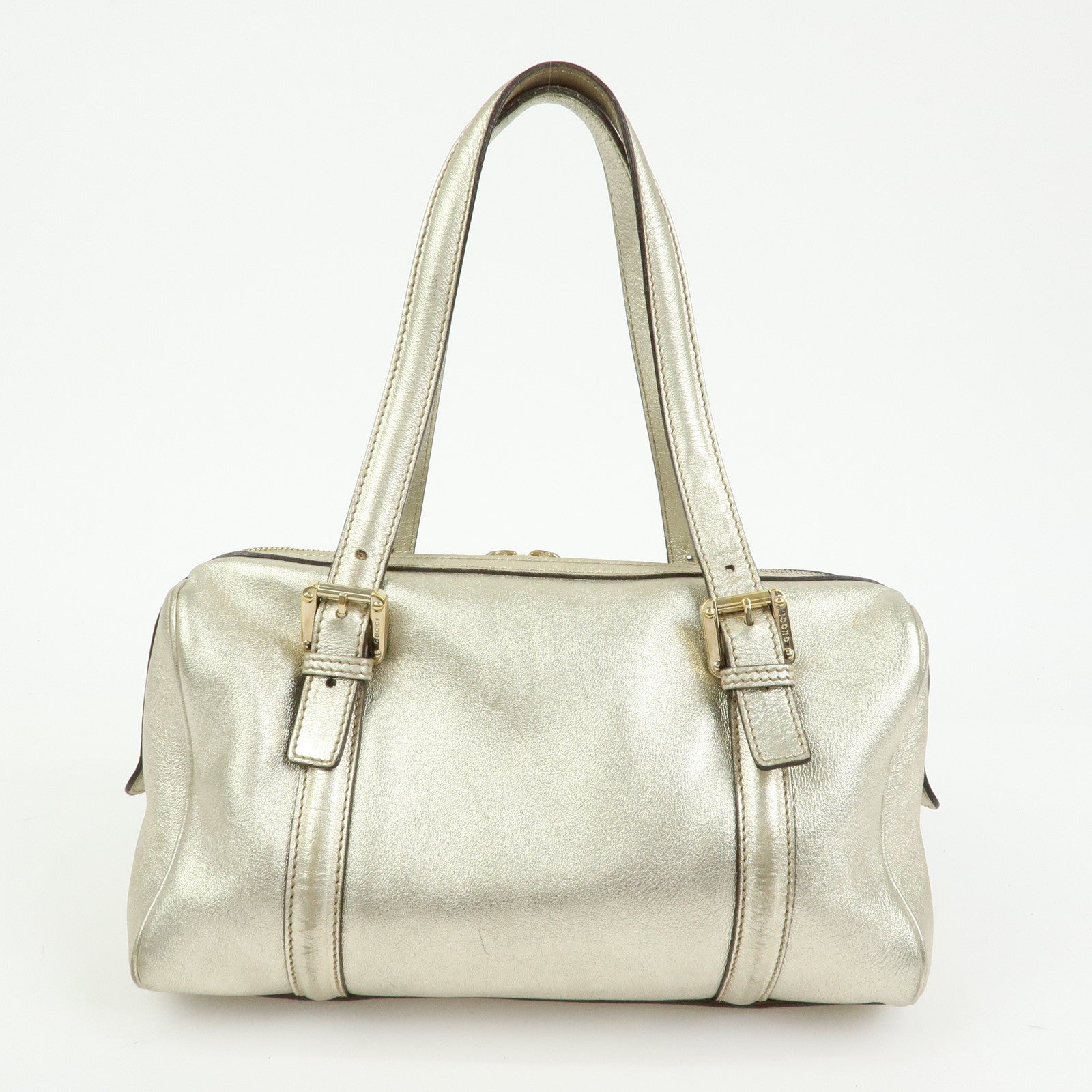 GUCCI Interlocking G Leather Mini Boston Bag Champagne Gold 170009