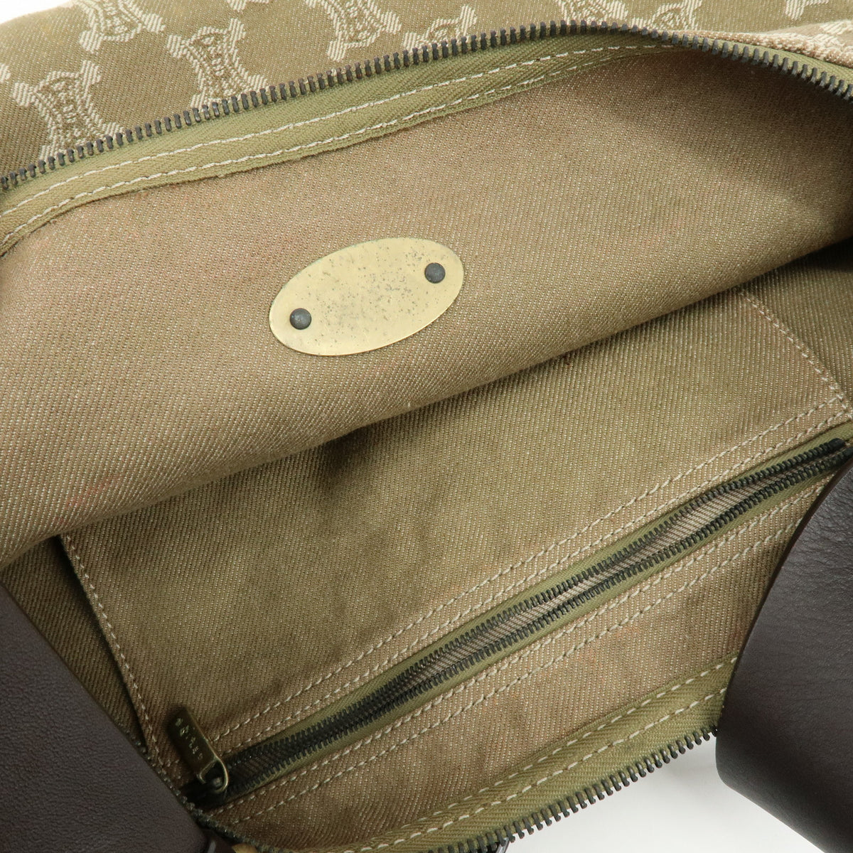 CELINE Macadam Canvas Leather Shoulder Bag Crossbody Bag Beige