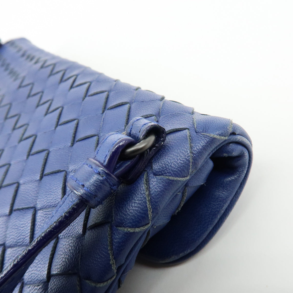 BOTTEGA VENETA Intrecciato Leather Shoulder Bag Crossbody Bag Blue
