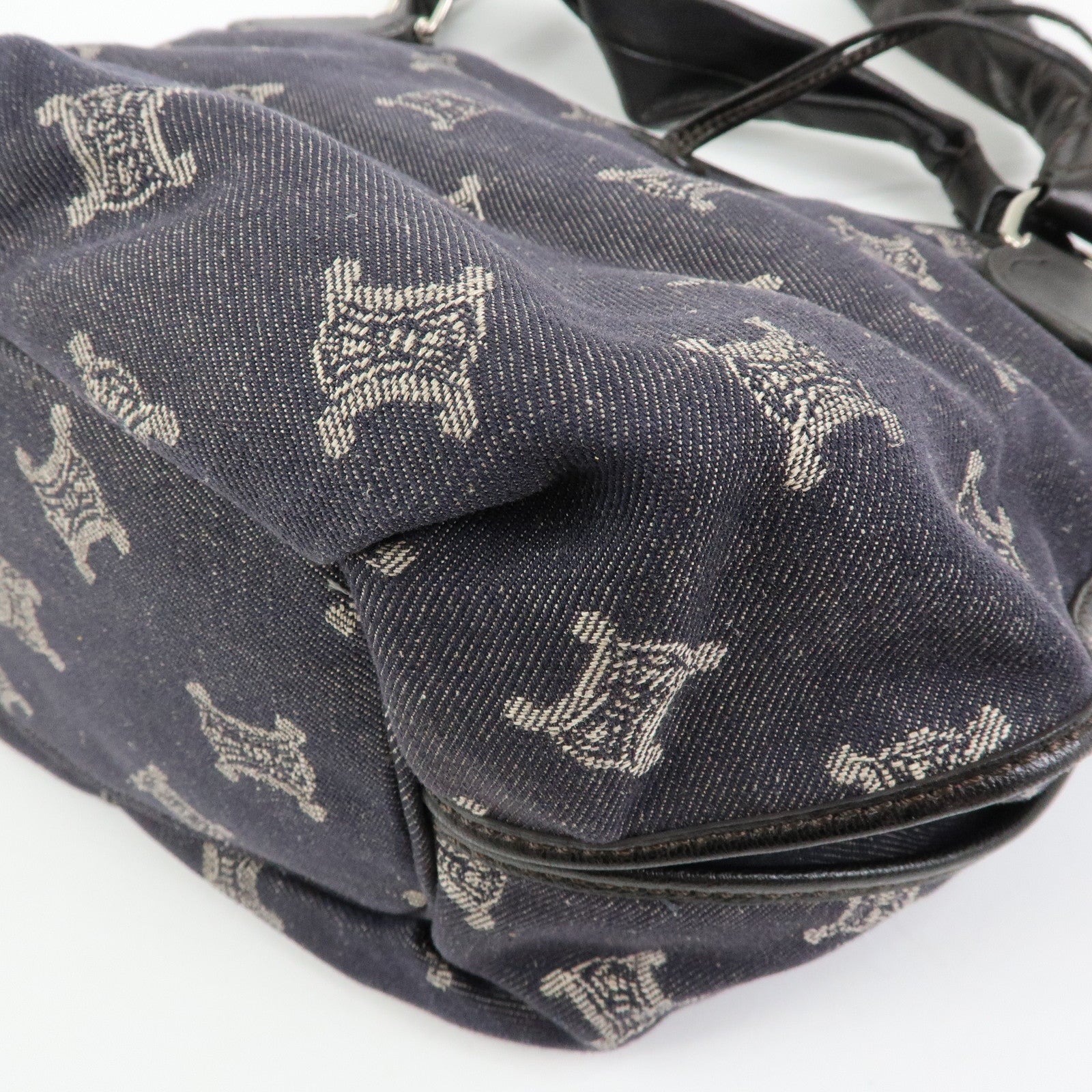 CELINE Macadam Bittersweet Denim Leather Shoulder Bag Indigo Blue Black
