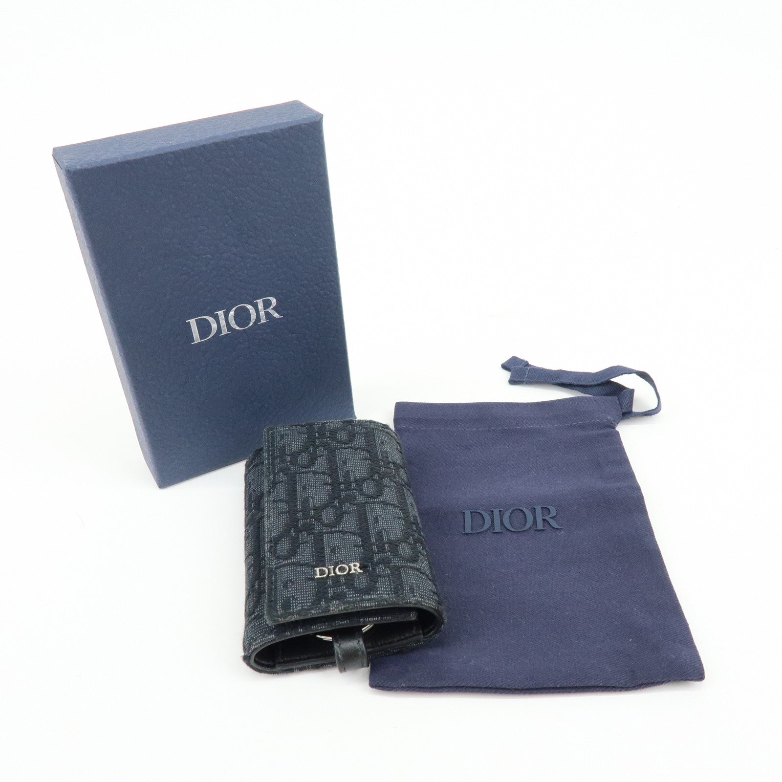 Christian Dior Oblique Canvas Leather 6 Rings Key Case Black