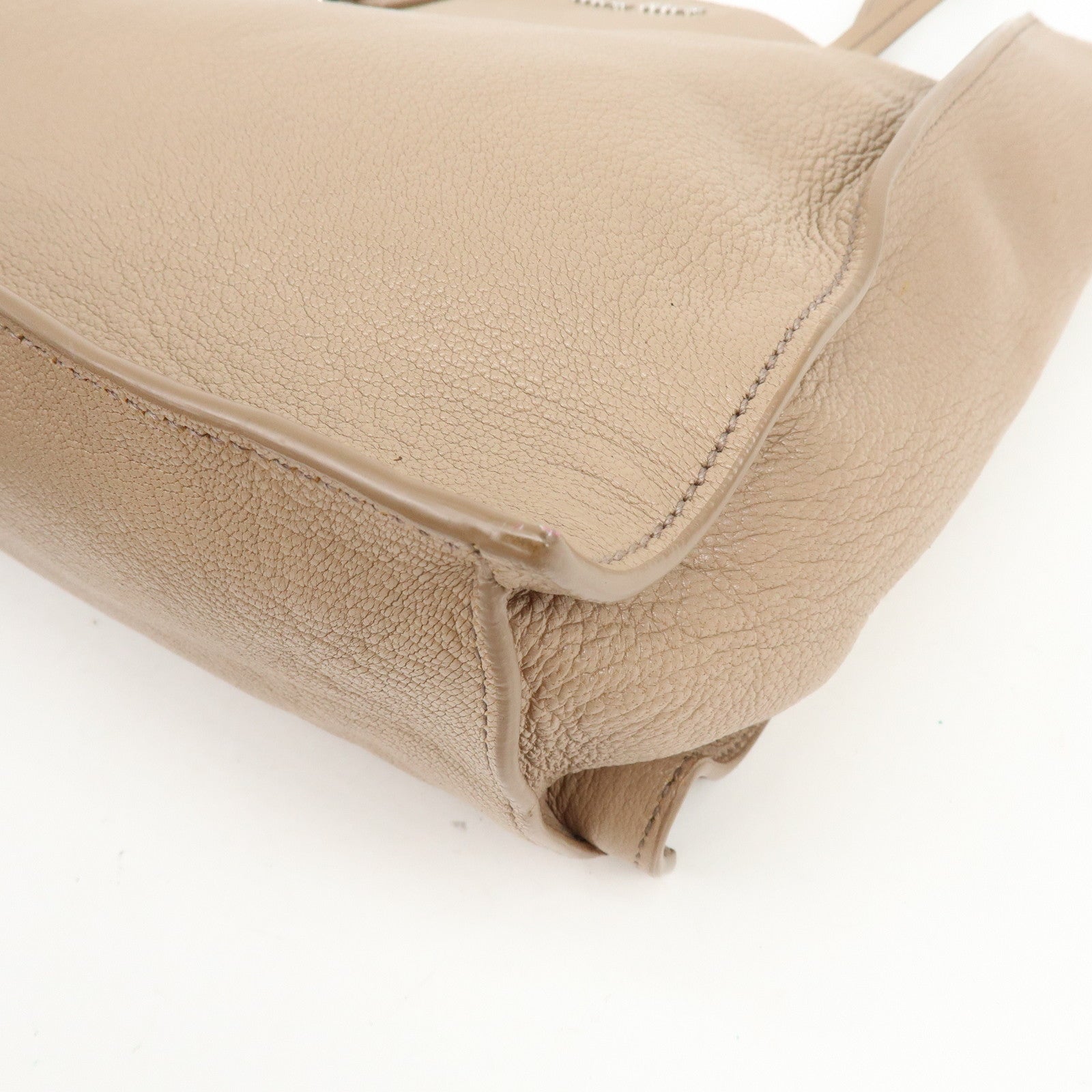 MIU MIU Madras Leather Tote Bag Shoulder Bag Beige RR2012
