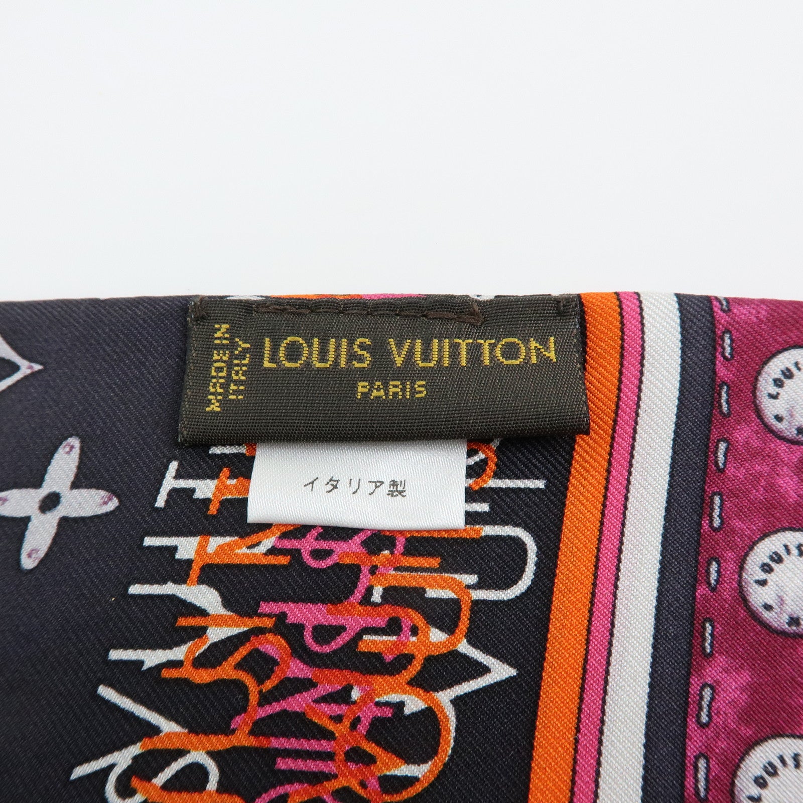 Louis Vuitton Silk 100% Monogram Map Bandeau Scarf Gray Pink Gradation