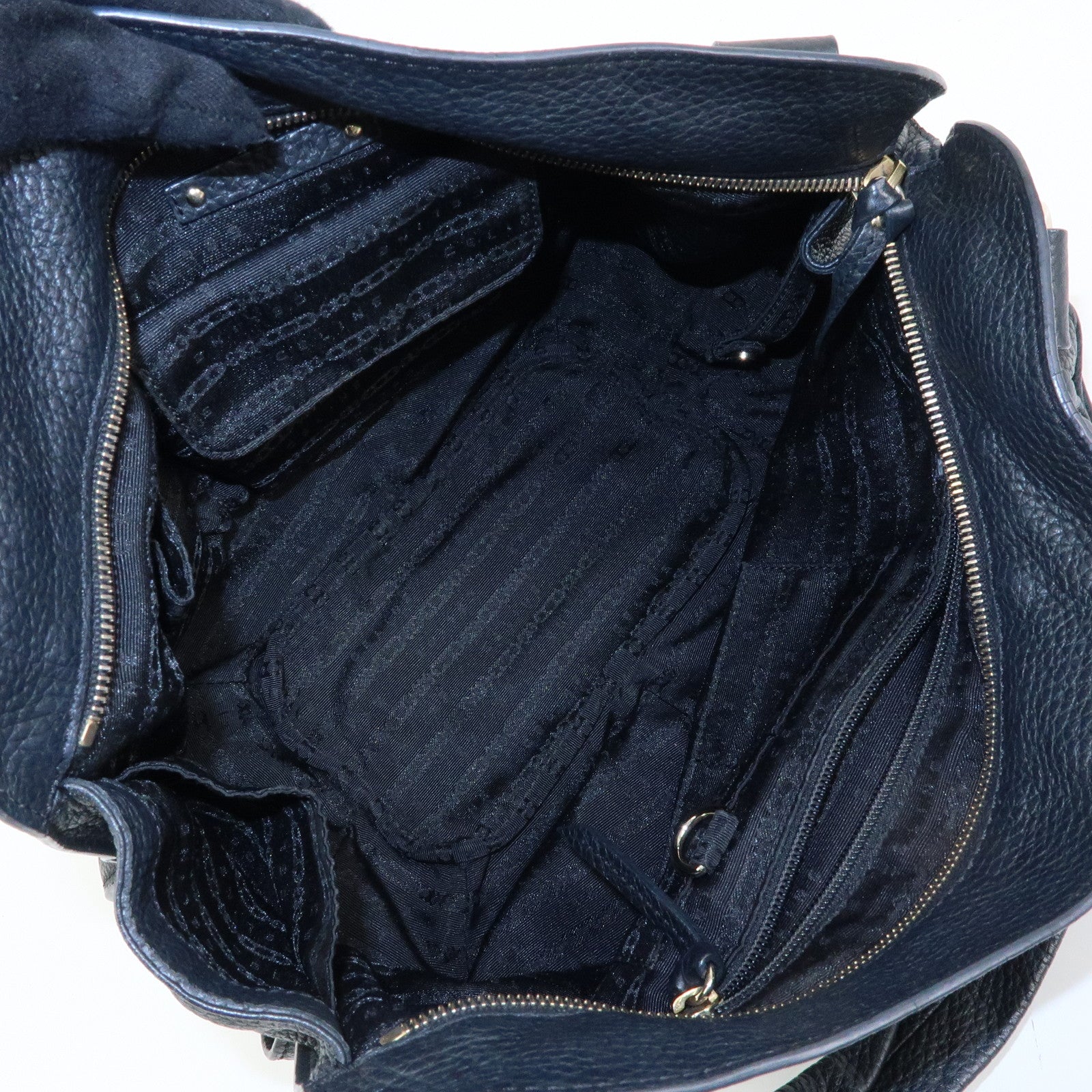 CELINE Macadam Bittersweet Leather Shoulder Bag Hand Bag Black