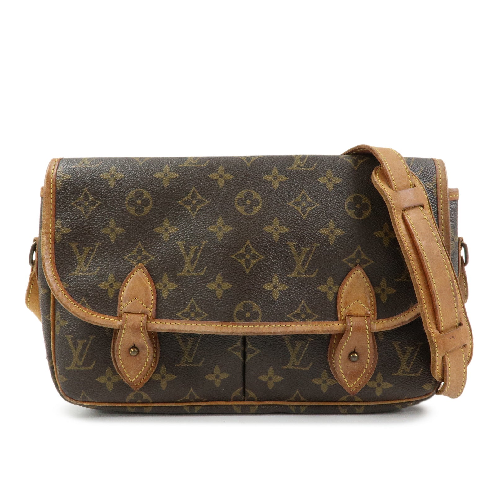 Louis Vuitton Monogram Gibeciere MM Shoulder Bag Brown M42247