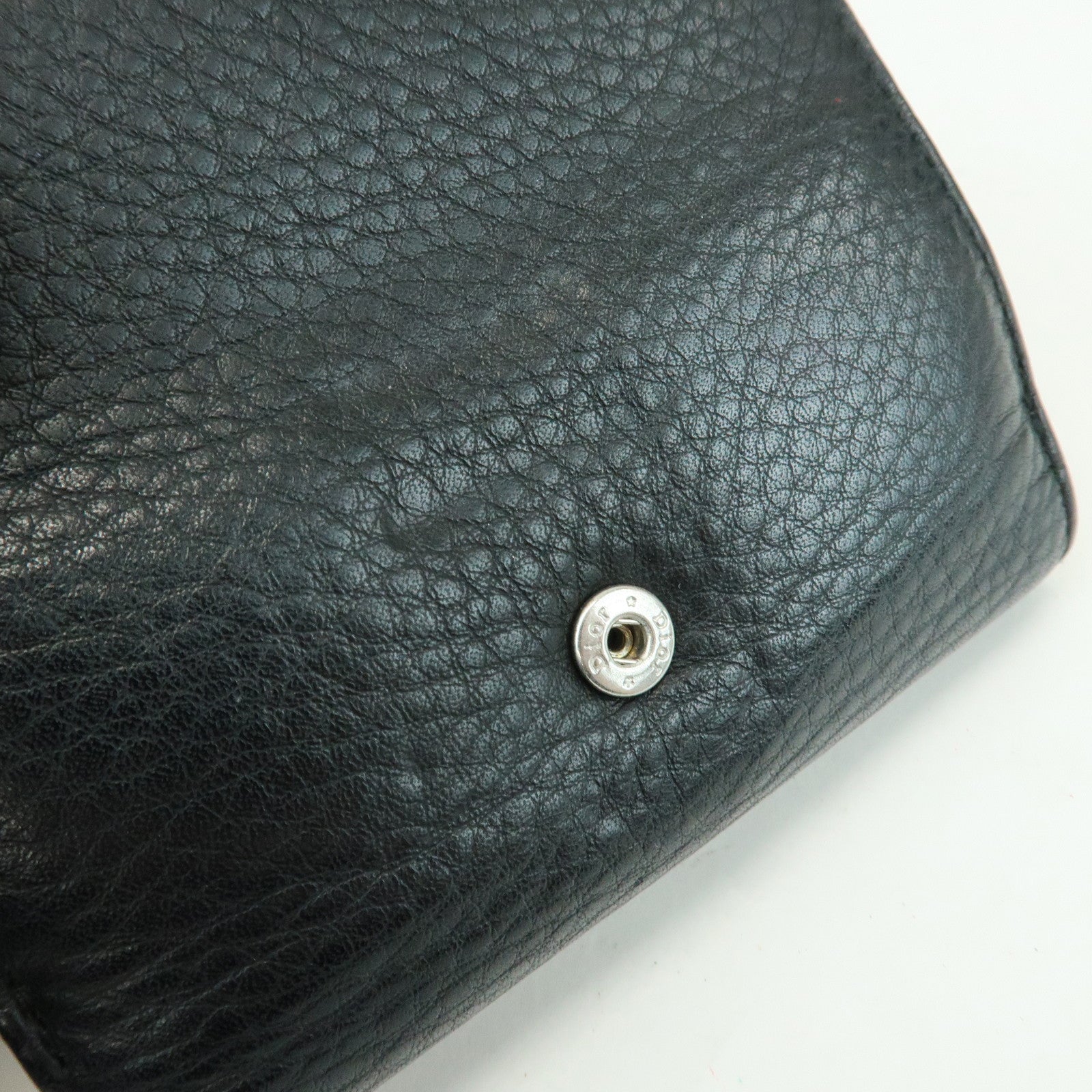 Christian Dior Cannage D Logo Leather Bi-fold Compact Wallet Black