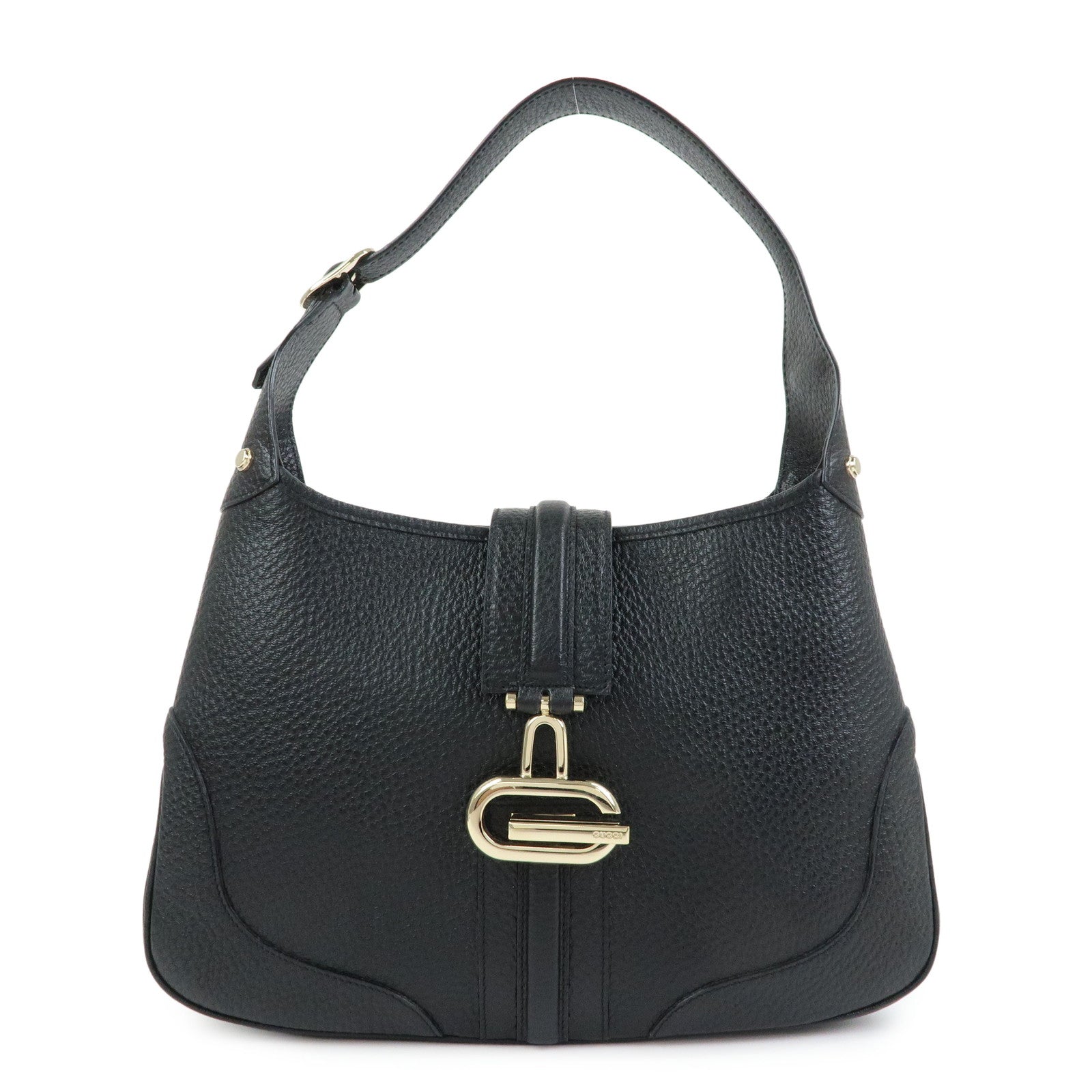 GUCCI Logo Leather Shoulder Bag Hand Bag Black 130779