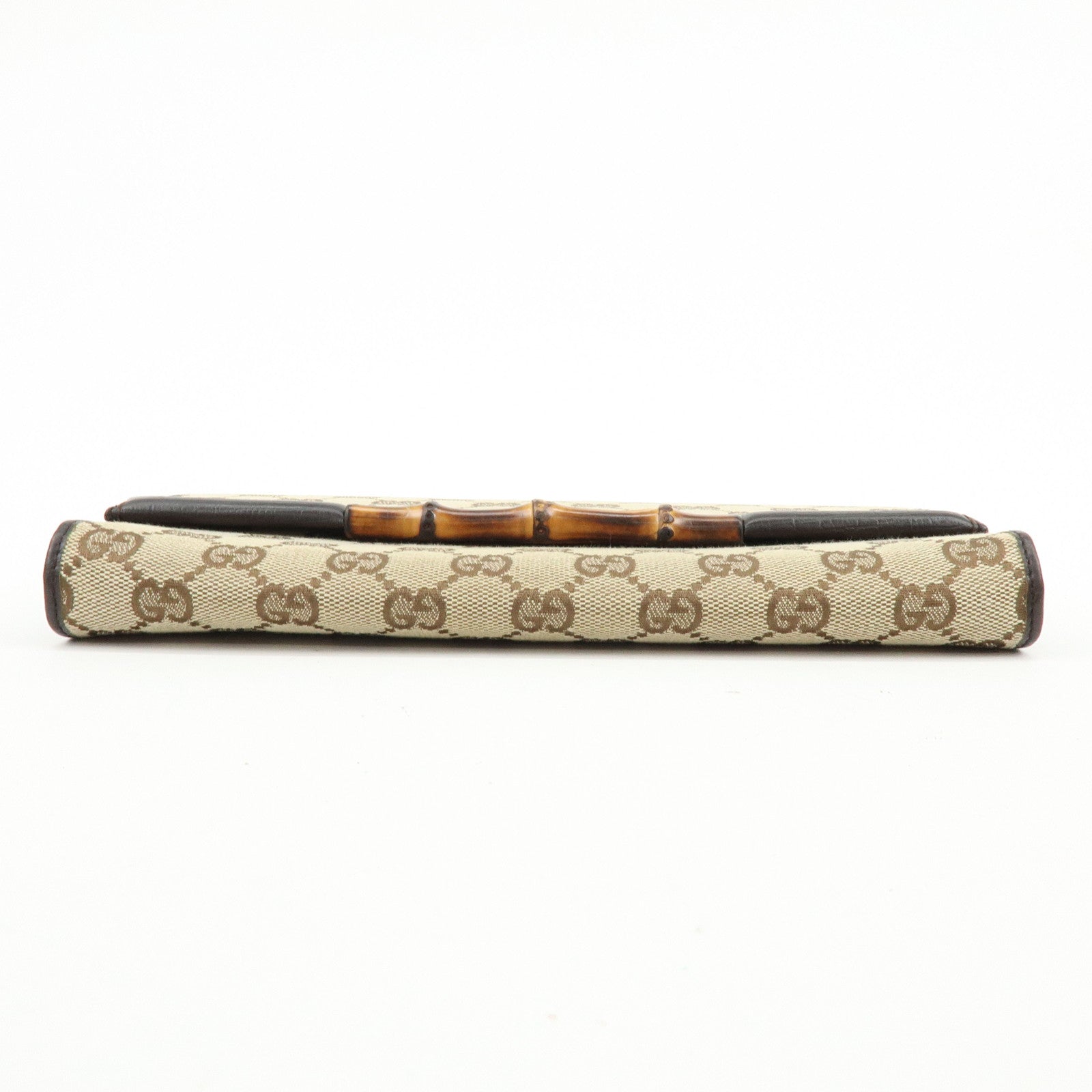 GUCCI Bamboo GG Canvas Leather 2Way Bag Hand Bag Beige Brown 117594