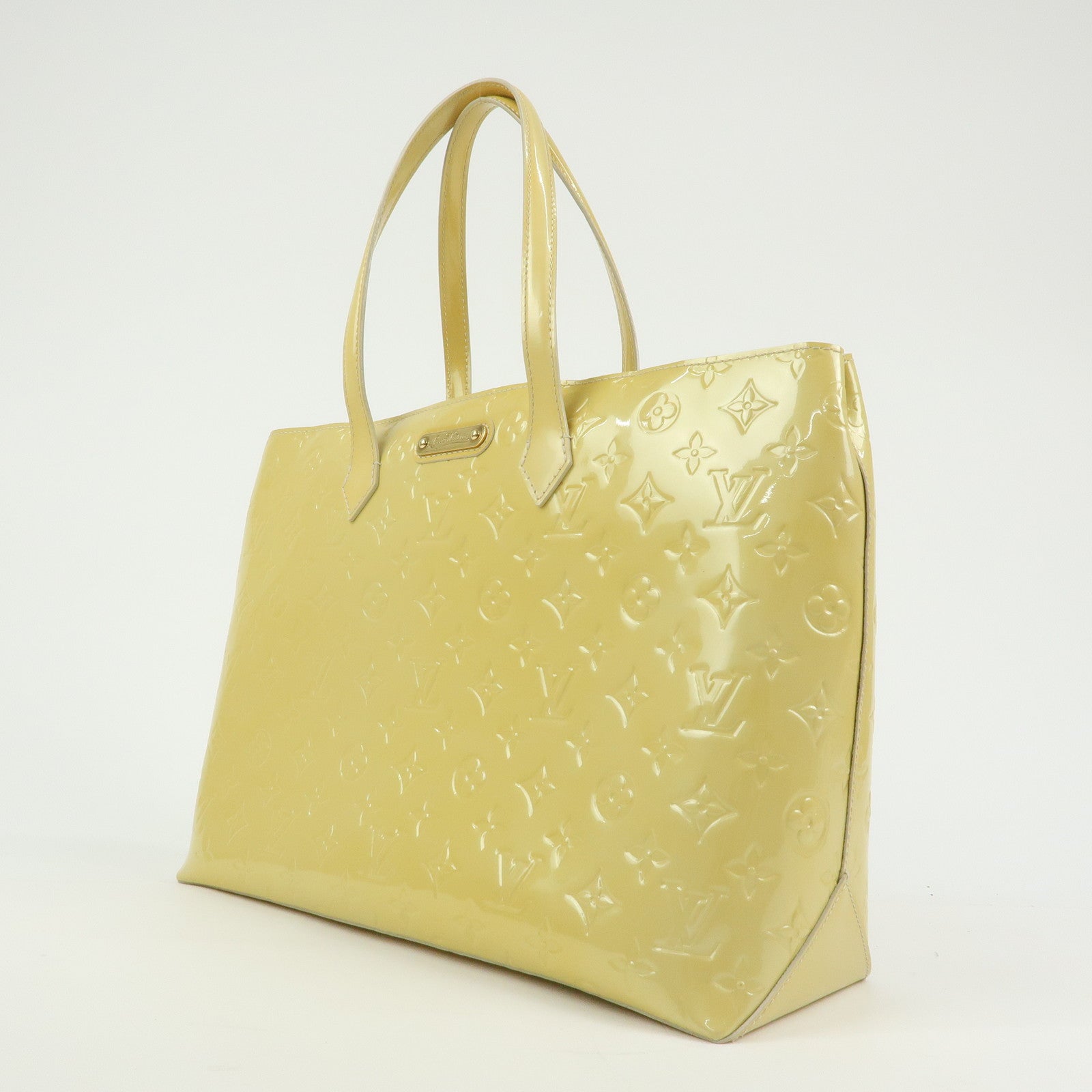 Louis Vuitton Monogram Vernis Wilshire MM Tote Bag Blanc Corail M91441