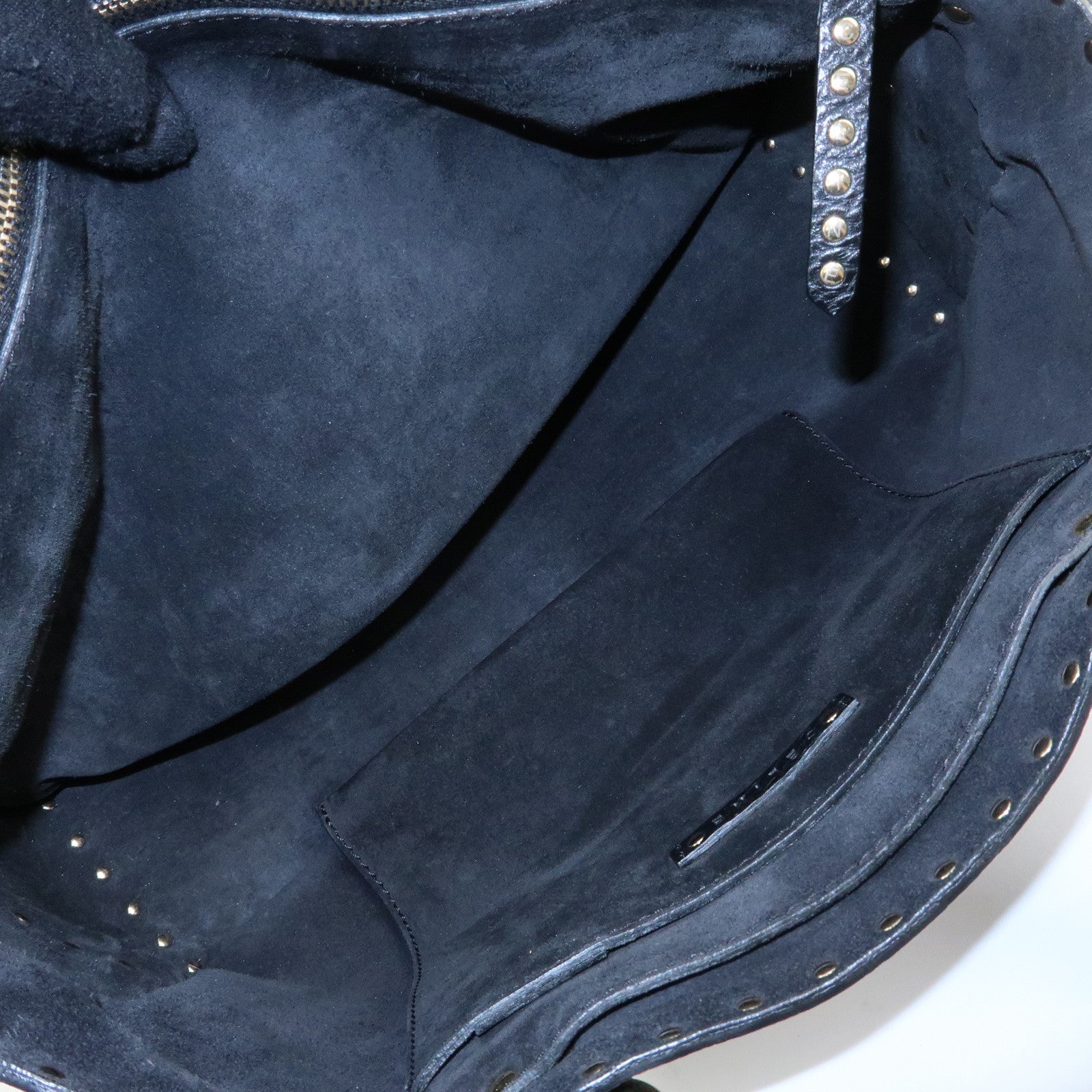 CELINE Boogie Bag Leather Hand Bag Tote Bag Studs Black