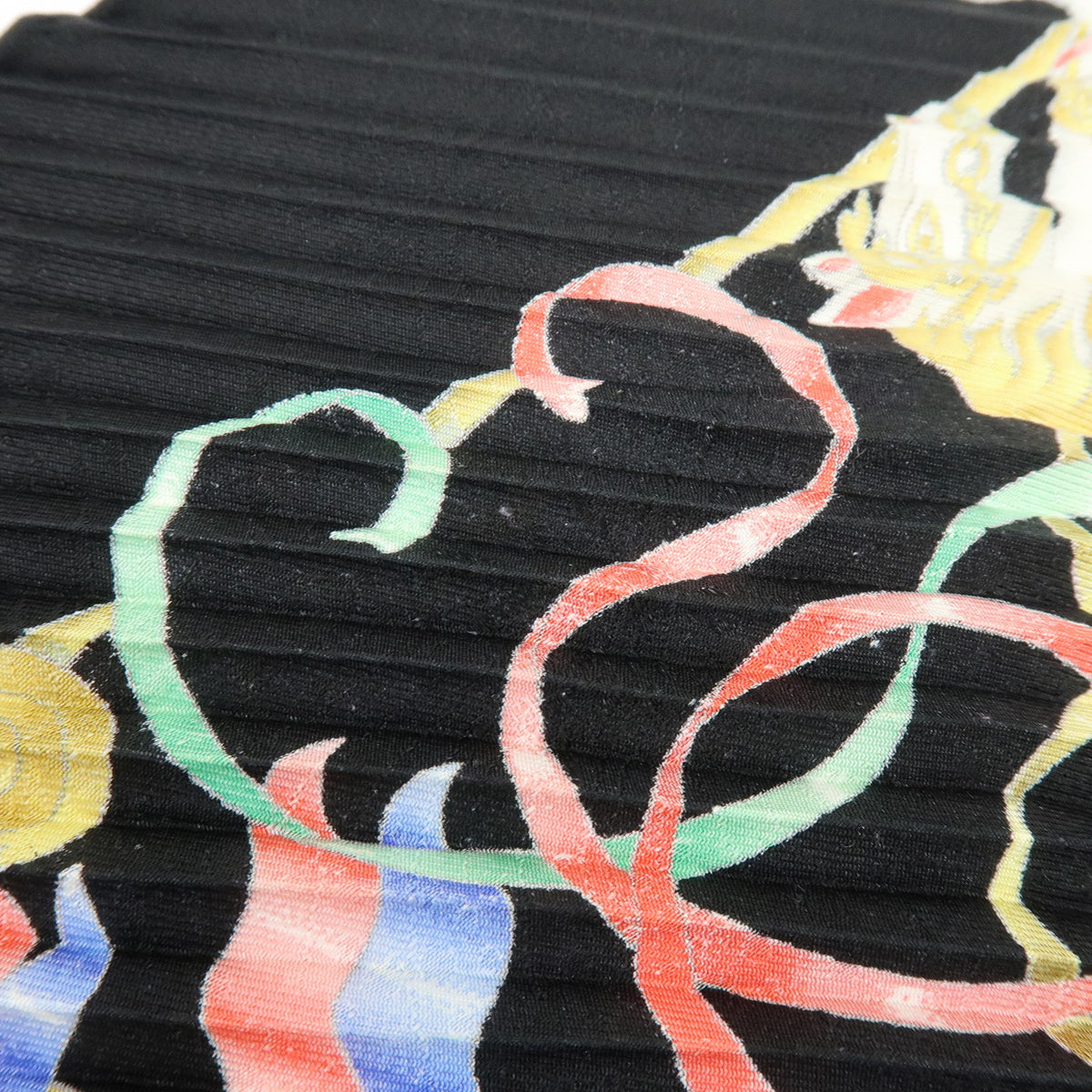 HERMES Pleated Carre 90 Silk 100% Luna Park Black Multicolor