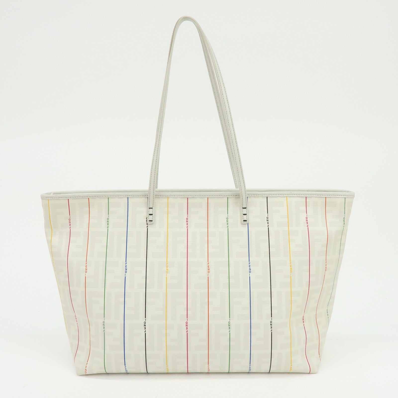 FENDI Zucca PVC Leather Tote Bag Shoulder Bag White Multicolor 8BH185