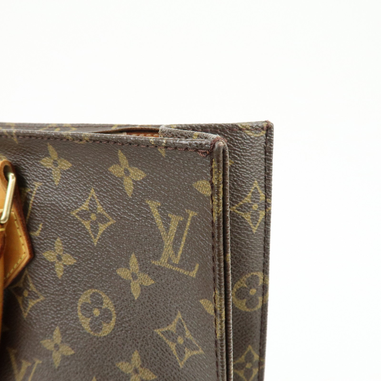 Louis Vuitton Monogram Sac Plat Tote Bag Hand Bag Brown M51140