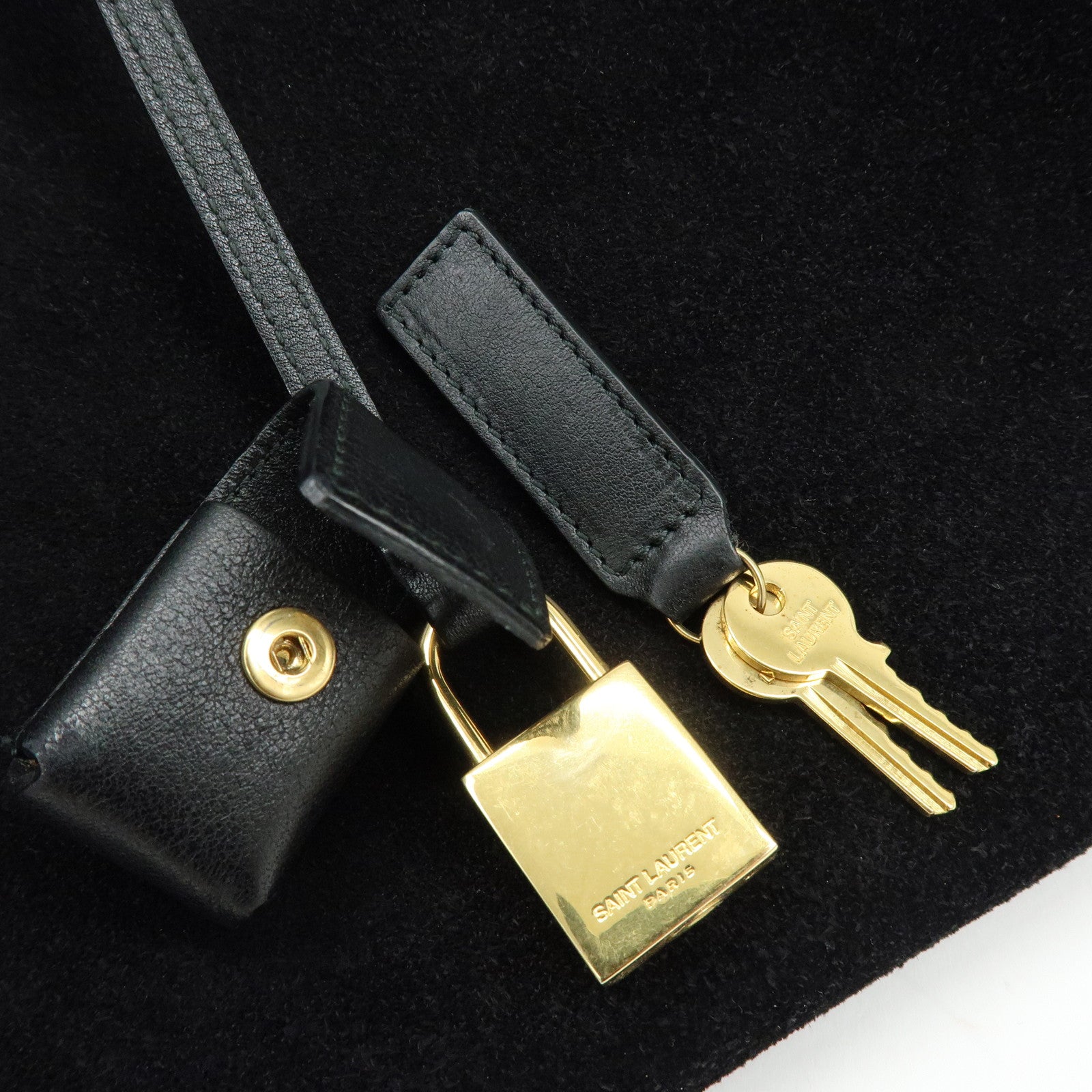 SAINT LAURENT PARIS Sac de Jour Leather Suede Hand Bag Black 319910