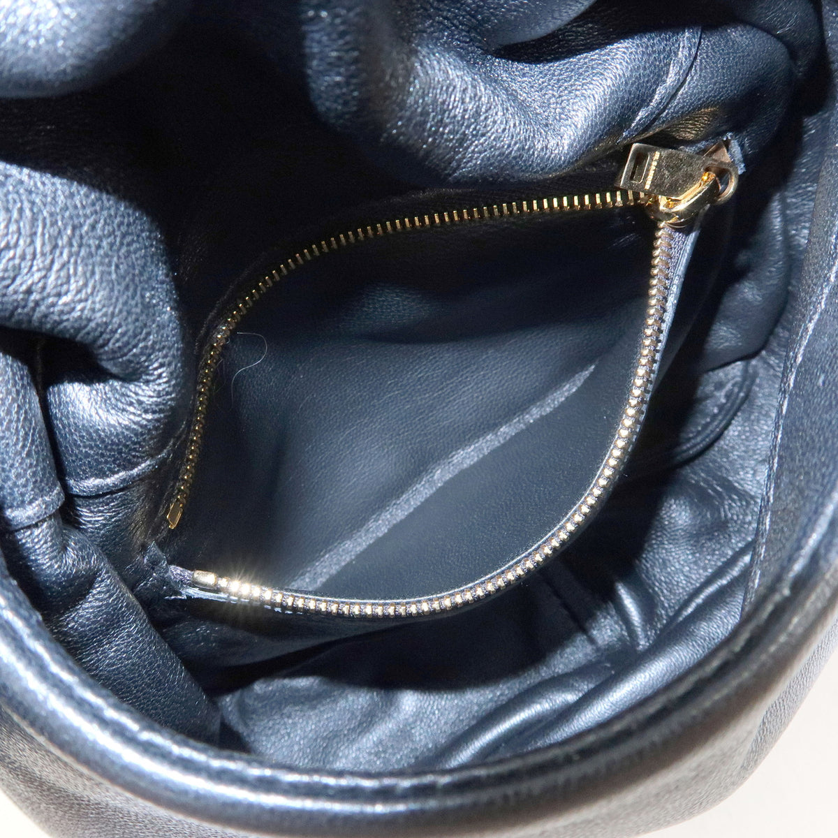 JIL SANDER Leather Sphere Pouch Clutch Hand Bag Black