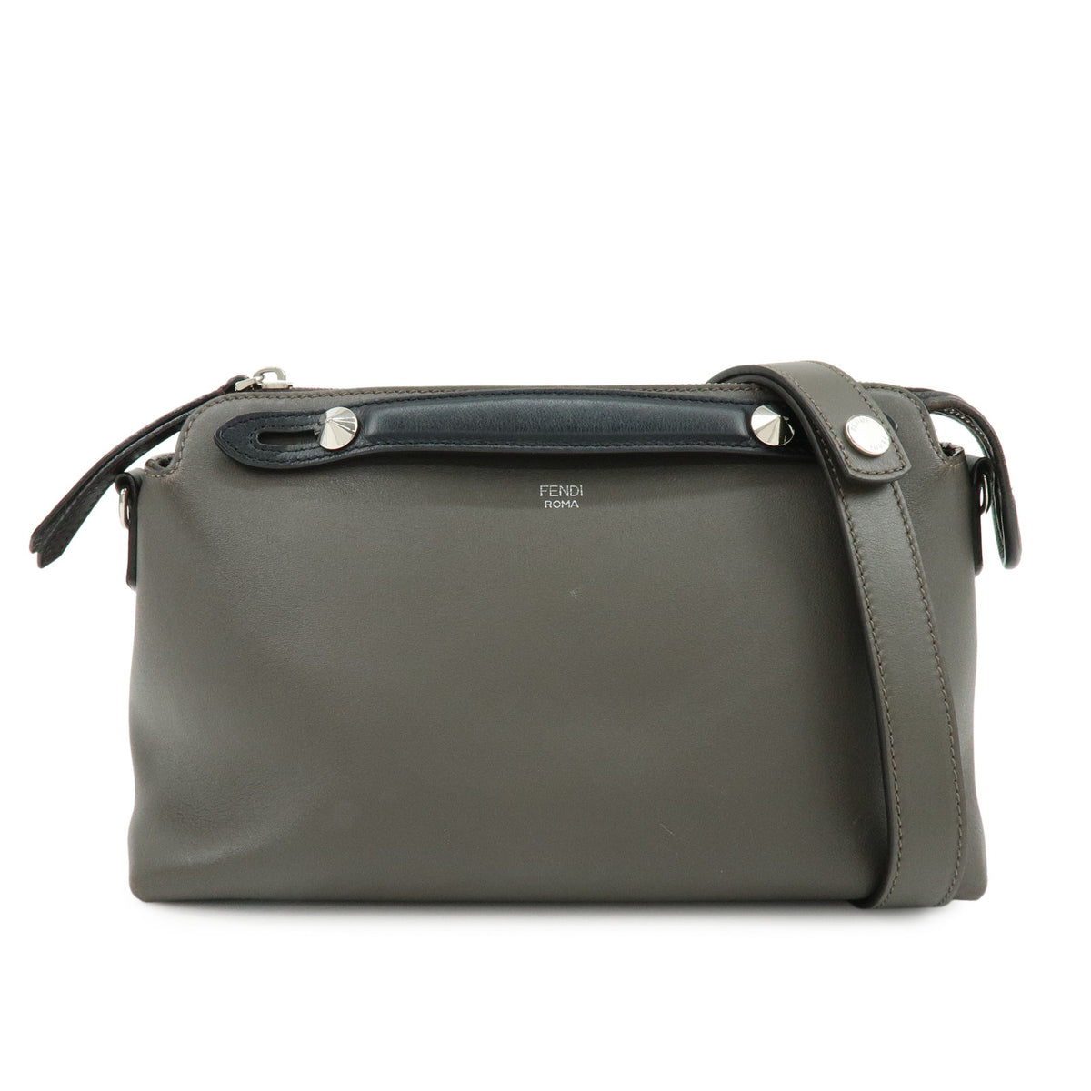 FENDI By The Way Medium Leather 2Way Bag Hand Bag Dark Gray 8BL124