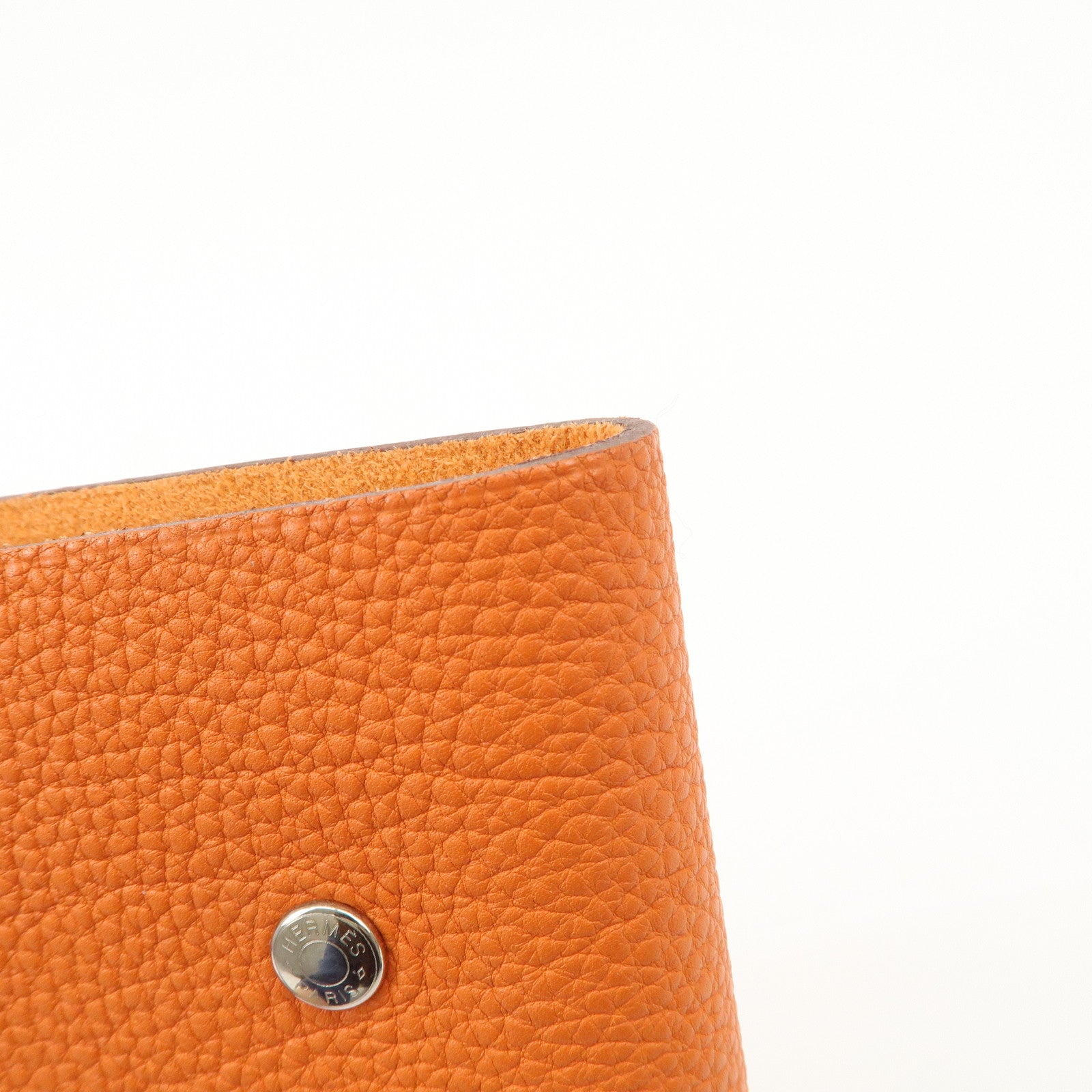 HERMES Togo Leather Ulysse MM □O Stamped Notebook Cover Potiron Orange Used
