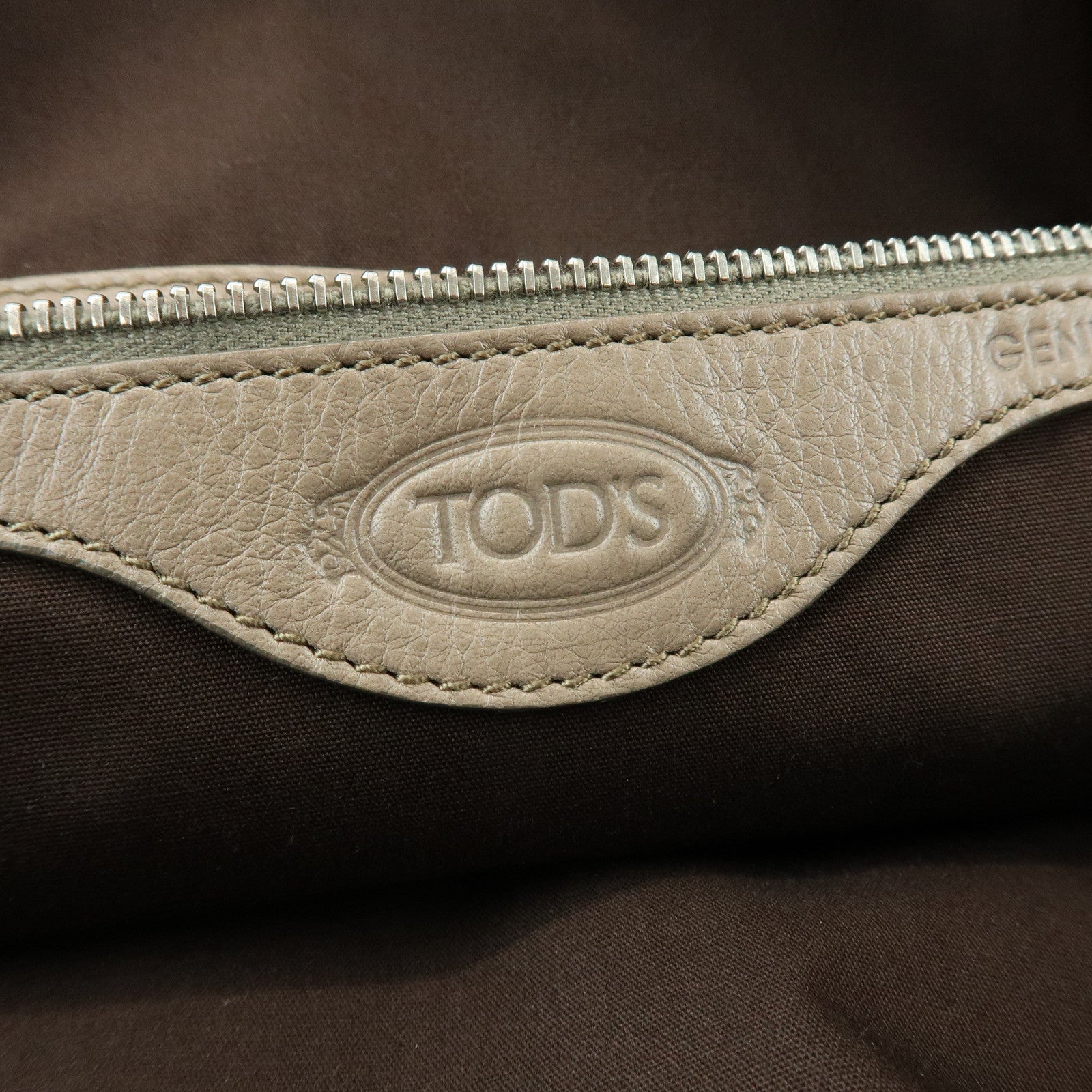 TOD'S Multiple Pocket Leather Shoulder Bag Hand Bag Beige