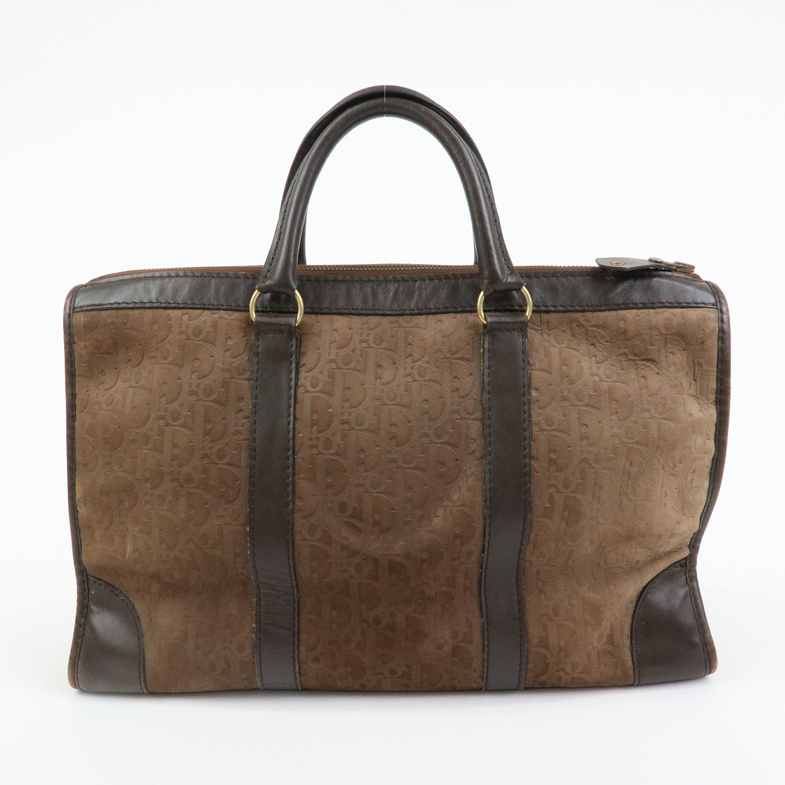 Christian Dior Trotter Suede Leather Boston Bag Hand Bag Brown