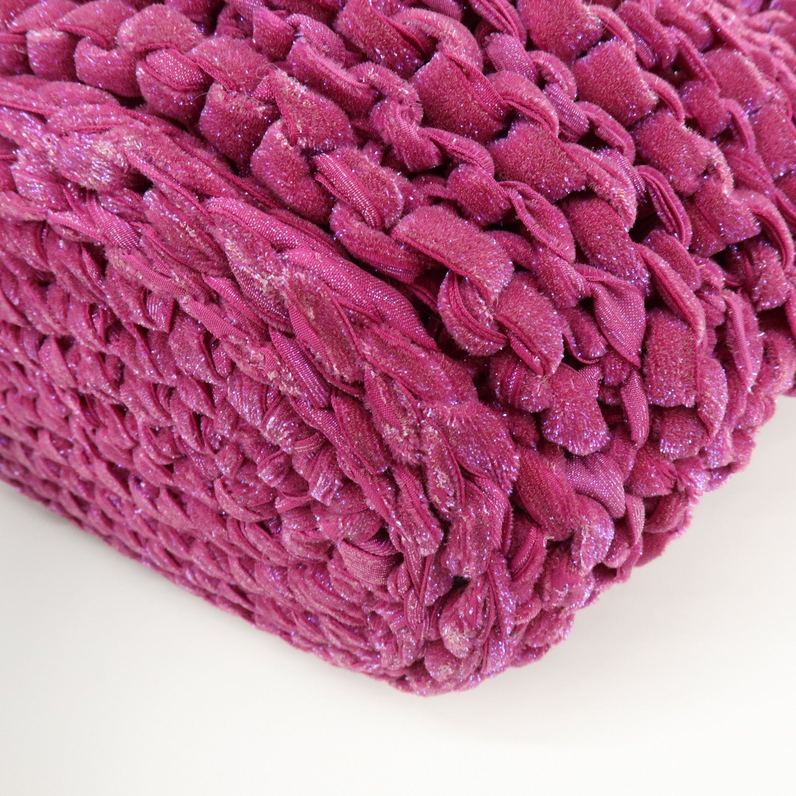 ANTEPRIMA Glitter Velour Yarn Knit Hand Bag Tote Bag Purple