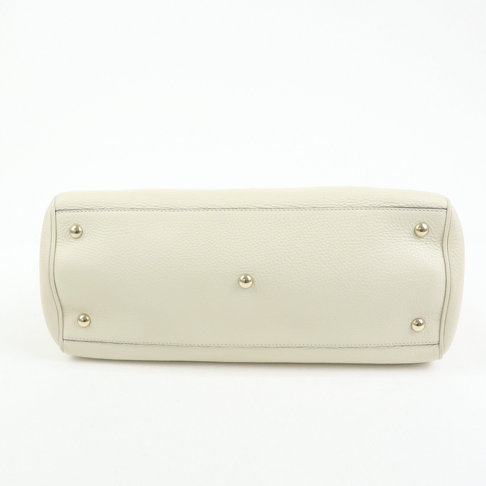 GUCCI Bamboo Shopper Medium Leather 2Way Bag Hand Bag White 323660