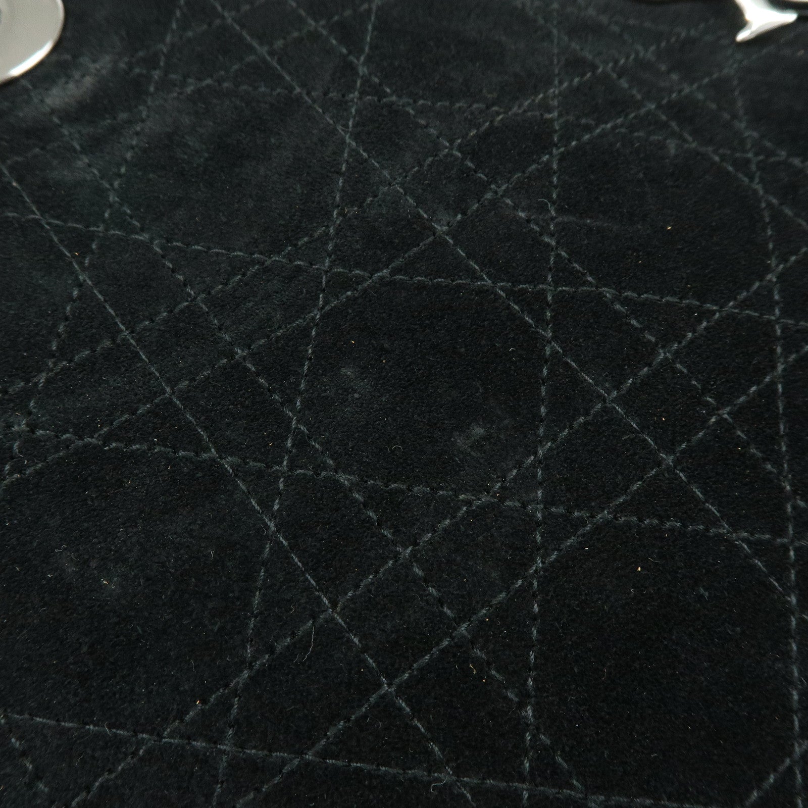 Christian Dior Cannage Lady Dior Suede Leather Hand Bag Black