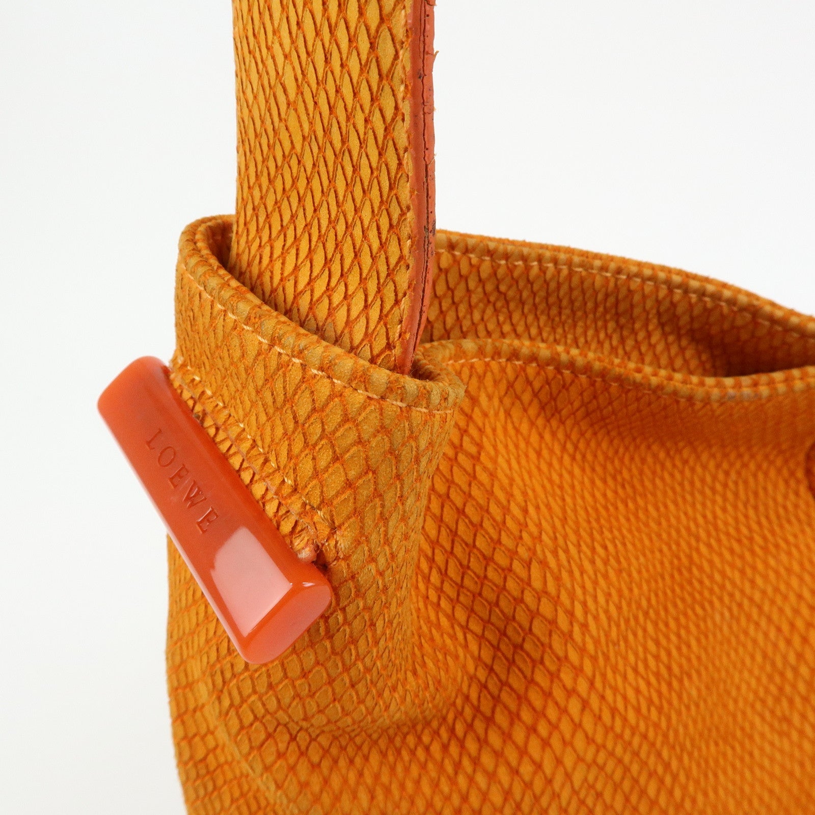 LOEWE Logo Suede Shoulder Bag Tote Bag Hand Bag Orange