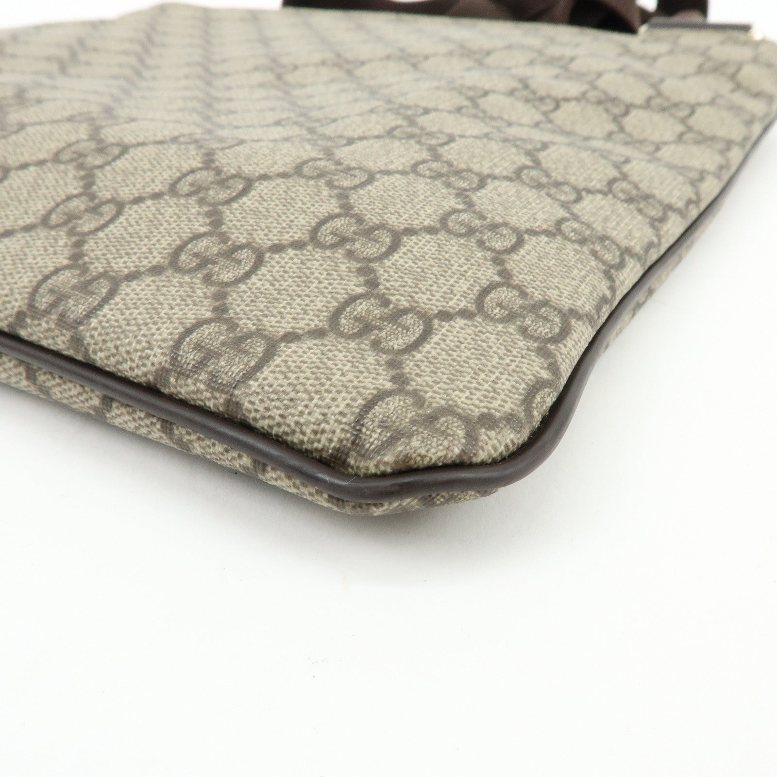 GUCCI GG Supreme Leather Shoulder Bag Crossbody Bag Brown Beige 201446