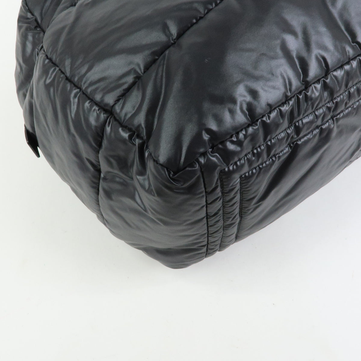 CHANEL COCO COCOON COCO Mark Nylon Leather Boston Bag Black A47092