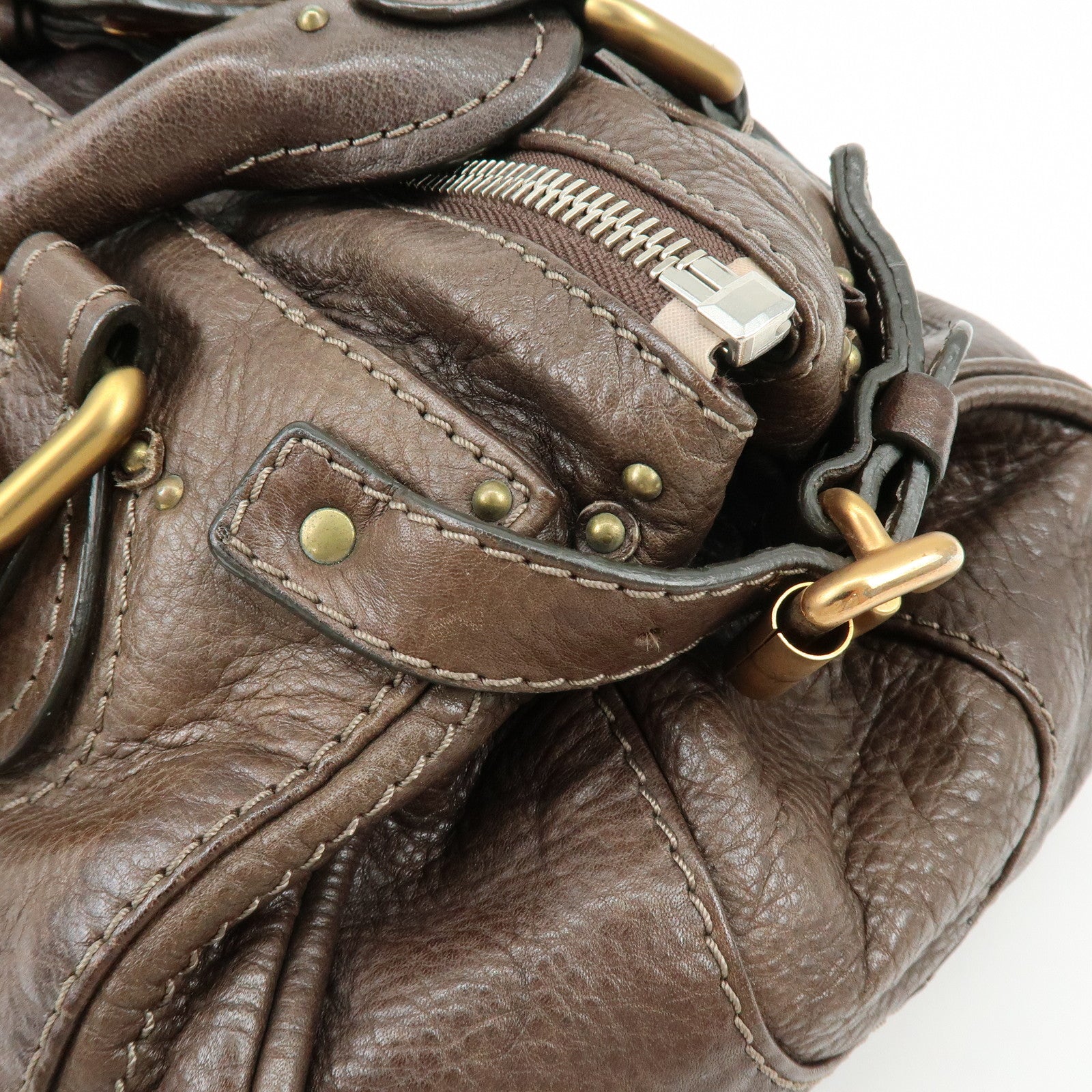 Chloe Paddington Leather Hand Bag Shoulder Bag Dark Brown