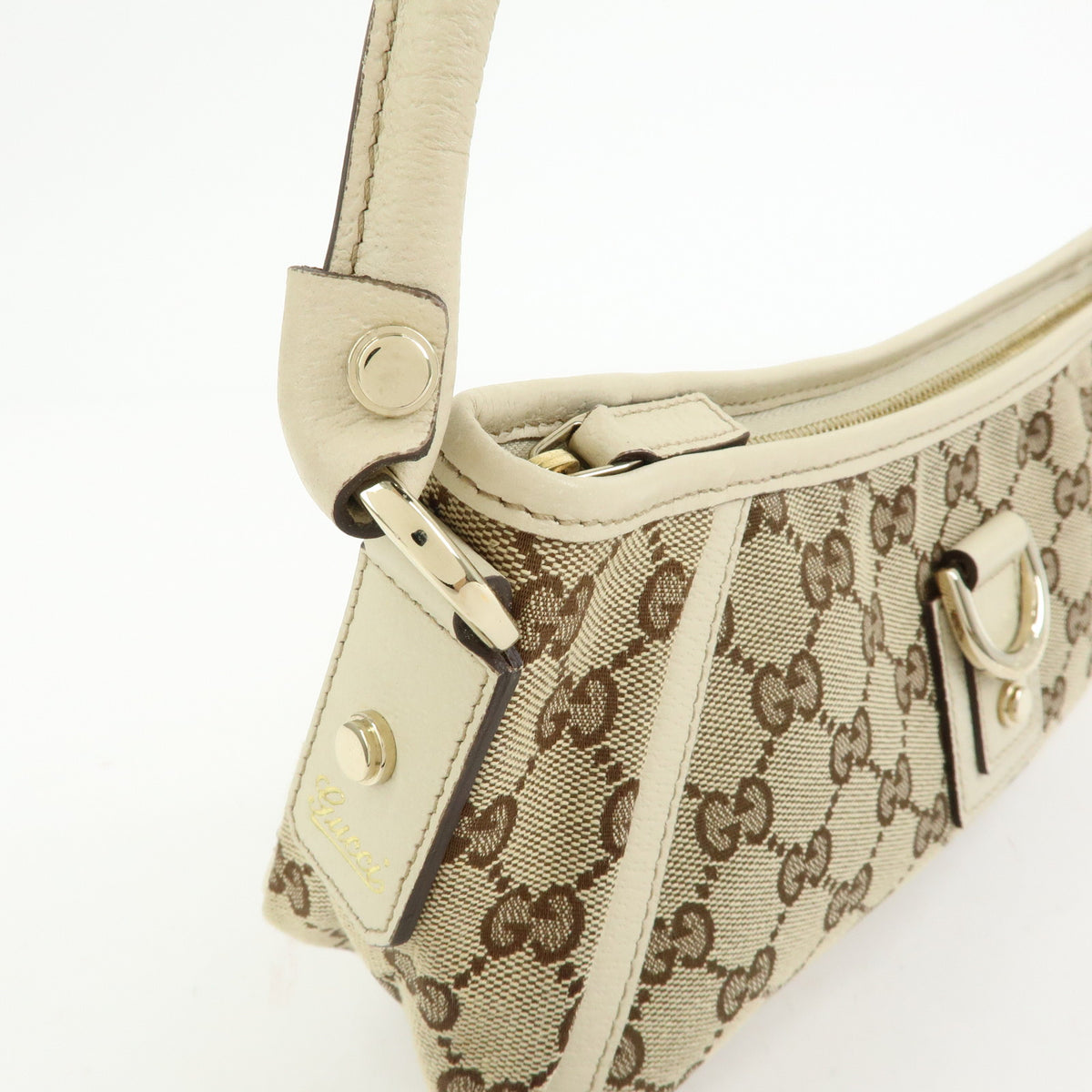 GUCCI Abbey GG Canvas Leather Mini Shoulder Bag Beige Ivory 130939