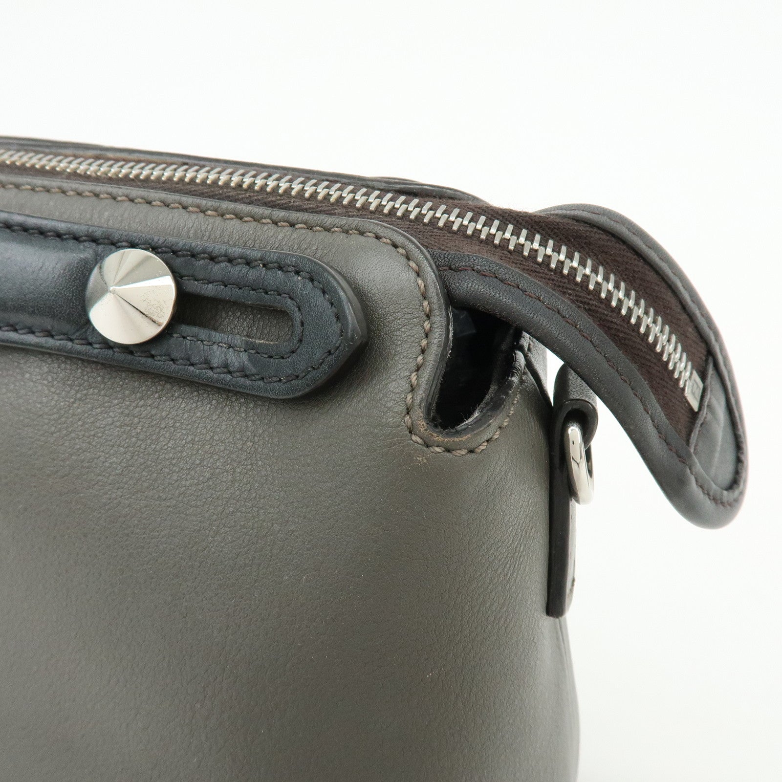 FENDI By The Way Medium 2Way Bag Hand Bag Shoulder Bag Gray 8BL146