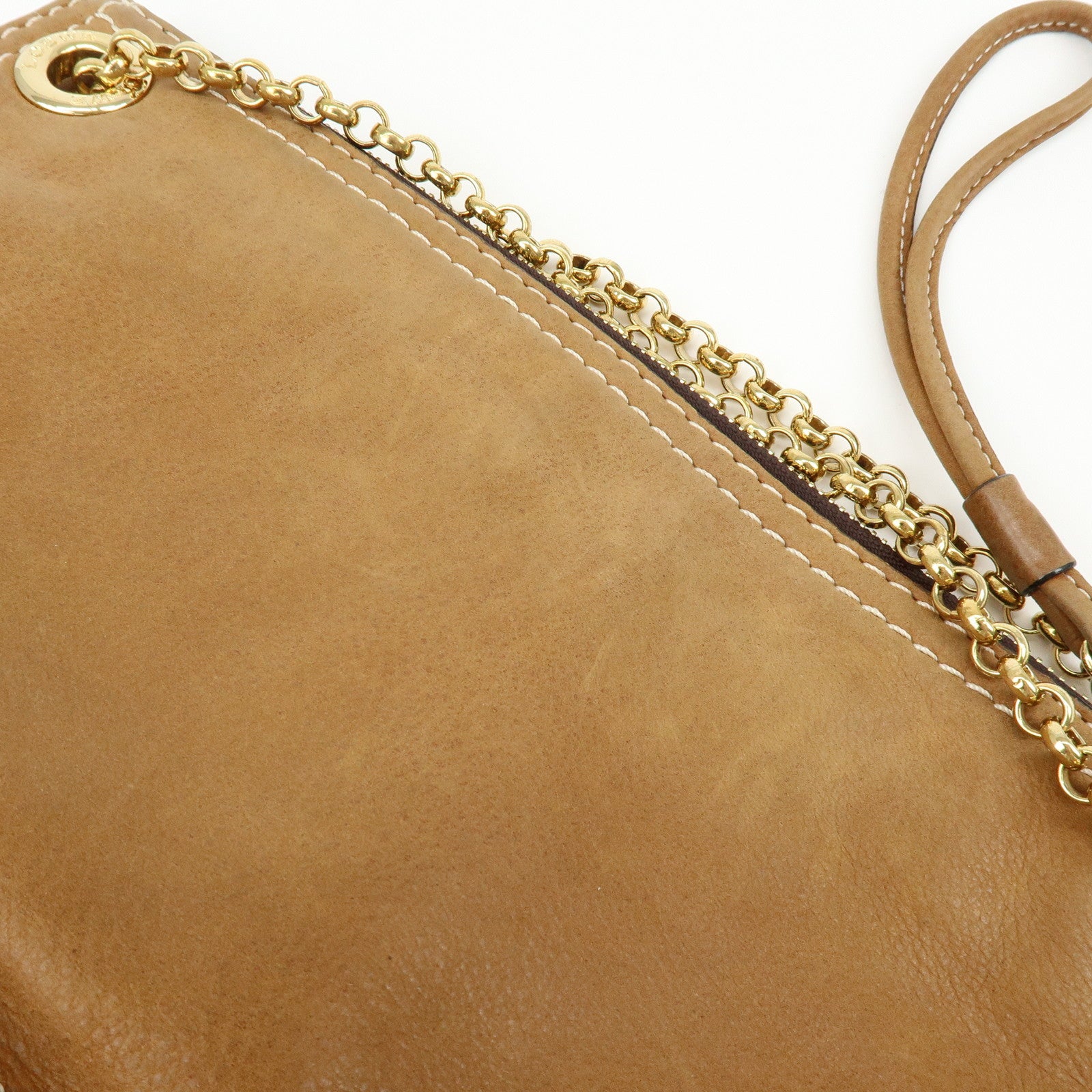 LOEWE Leather Crown Motif Chain Shoulder Bag Crossbody Bag Brown