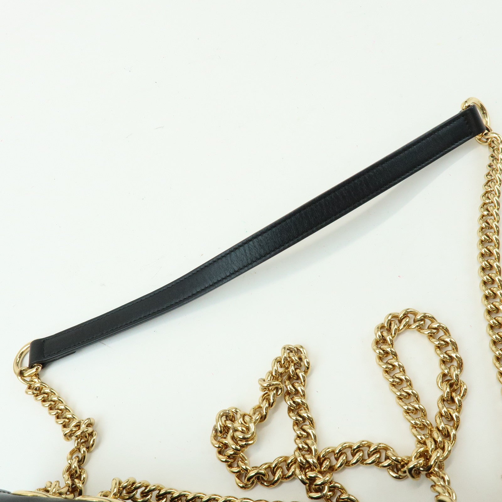 GUCCI Raja Calf Leather Rhinestone Chain Shoulder Bag Black 537241