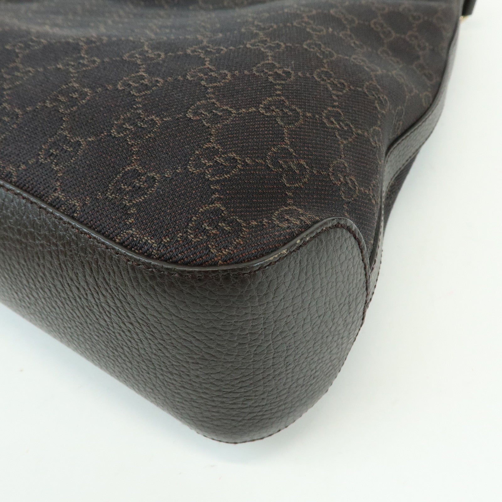 GUCCI GG Denim Leather Shoulder Bag Hand Bag Brown 336659