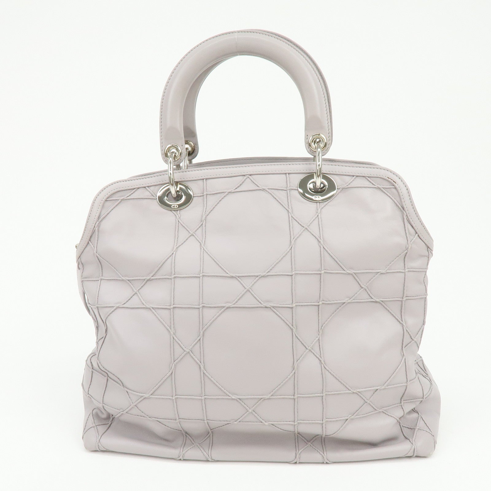 Christian Dior Granville Cannage Leather 2Way Hand Shoulder Bag Purple