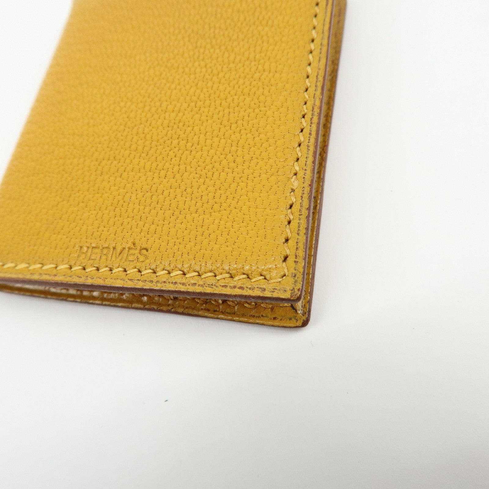 HERMES Leather Mini Photo Case Yellow □F Stamp 2002