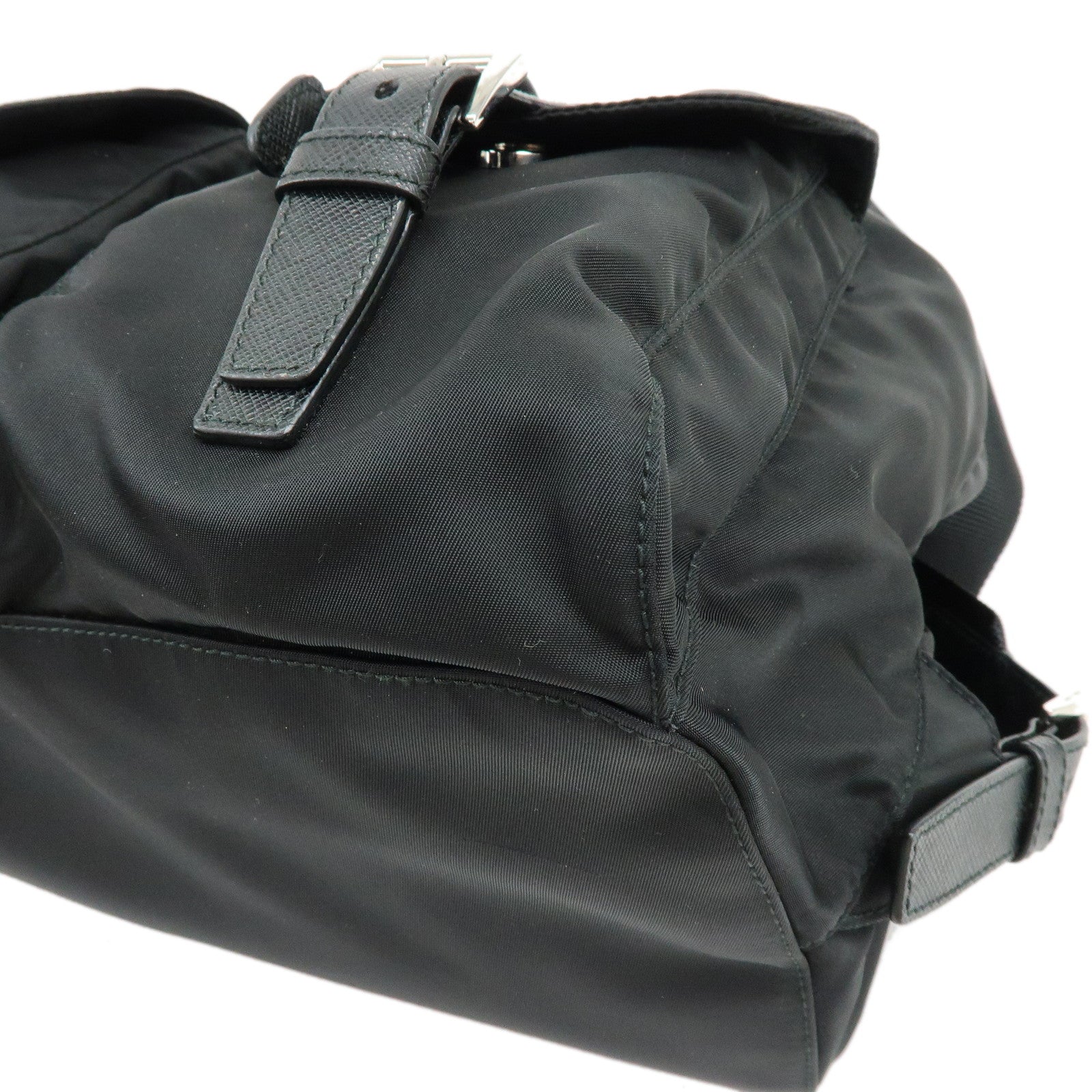 PRADA Triangle Logo Nylon Saffiano Leather Backpack Rucksack 1BZ811