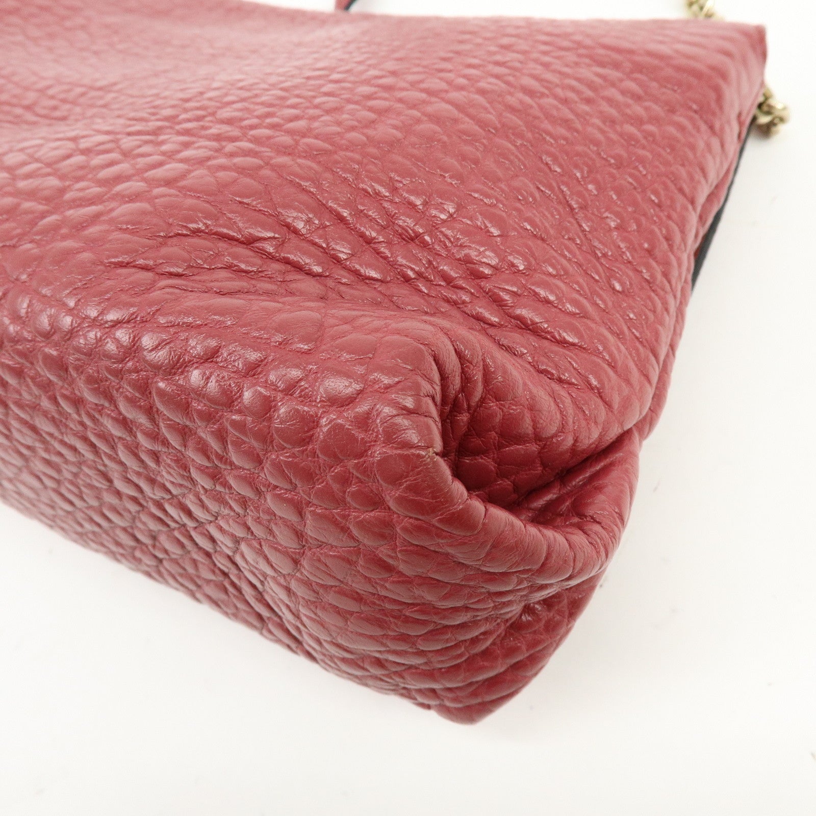 BURBERRY Leather Chain Shoulder Bag Clutch Bag Pink