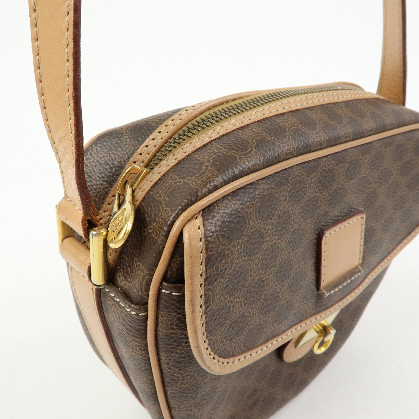 CELINE Macadam PVC Leather Shoulder Bag Crossbody Bag Brown