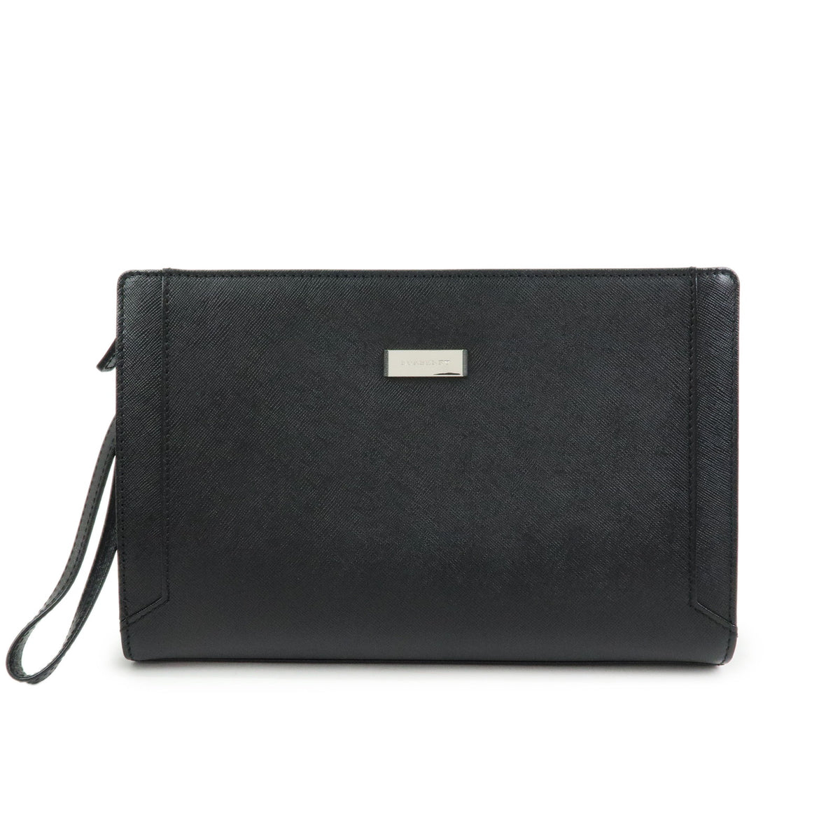 BURBERRY Saffiano Leather Clutch Bag Black
